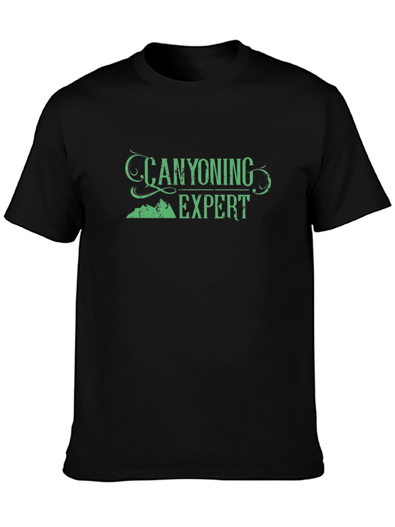 Canyoning Expert Graphic T-Shirt - Black Crew Neck