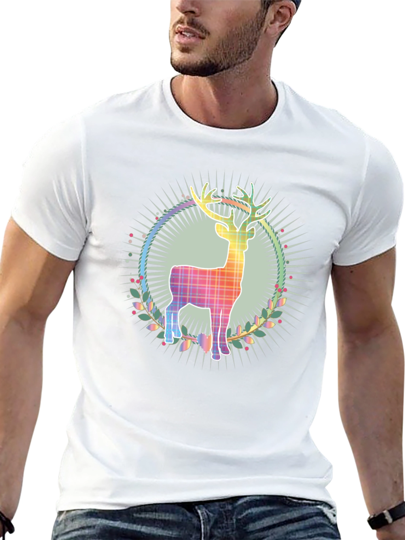 Festive Reindeer Graphic Tee - Holiday Style
