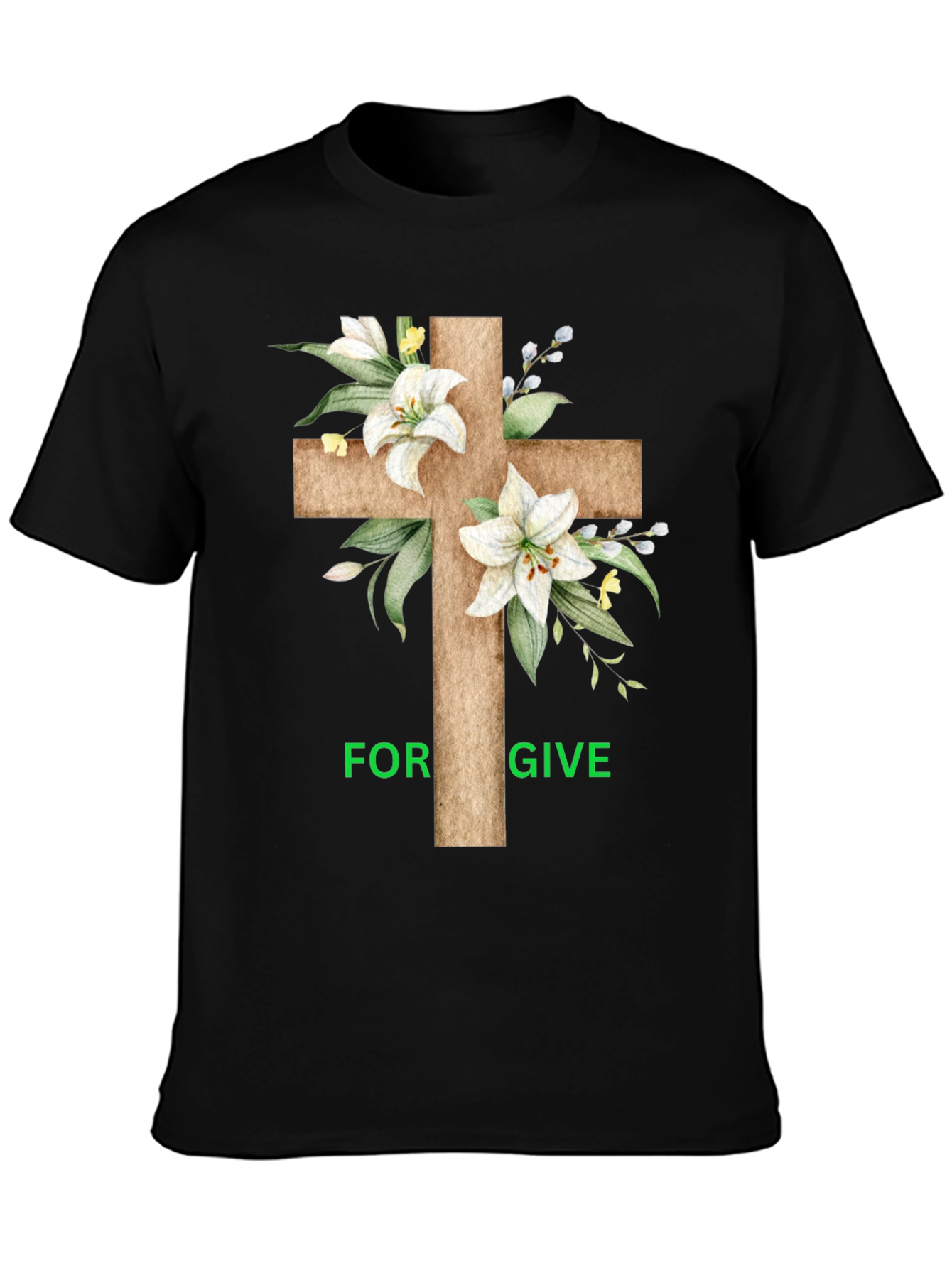 Forgive Floral Cross Graphic T-Shirt
