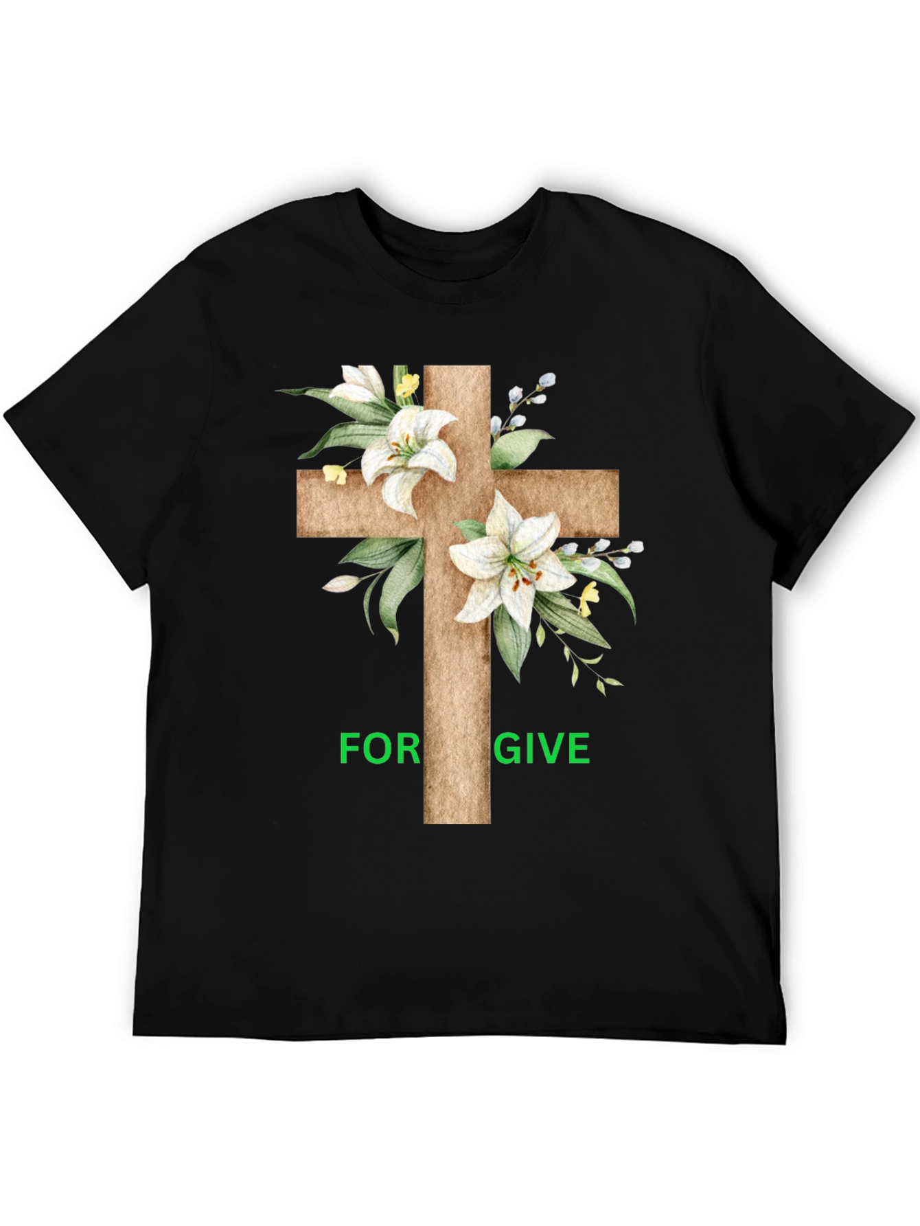 Forgive Floral Cross Graphic T-Shirt