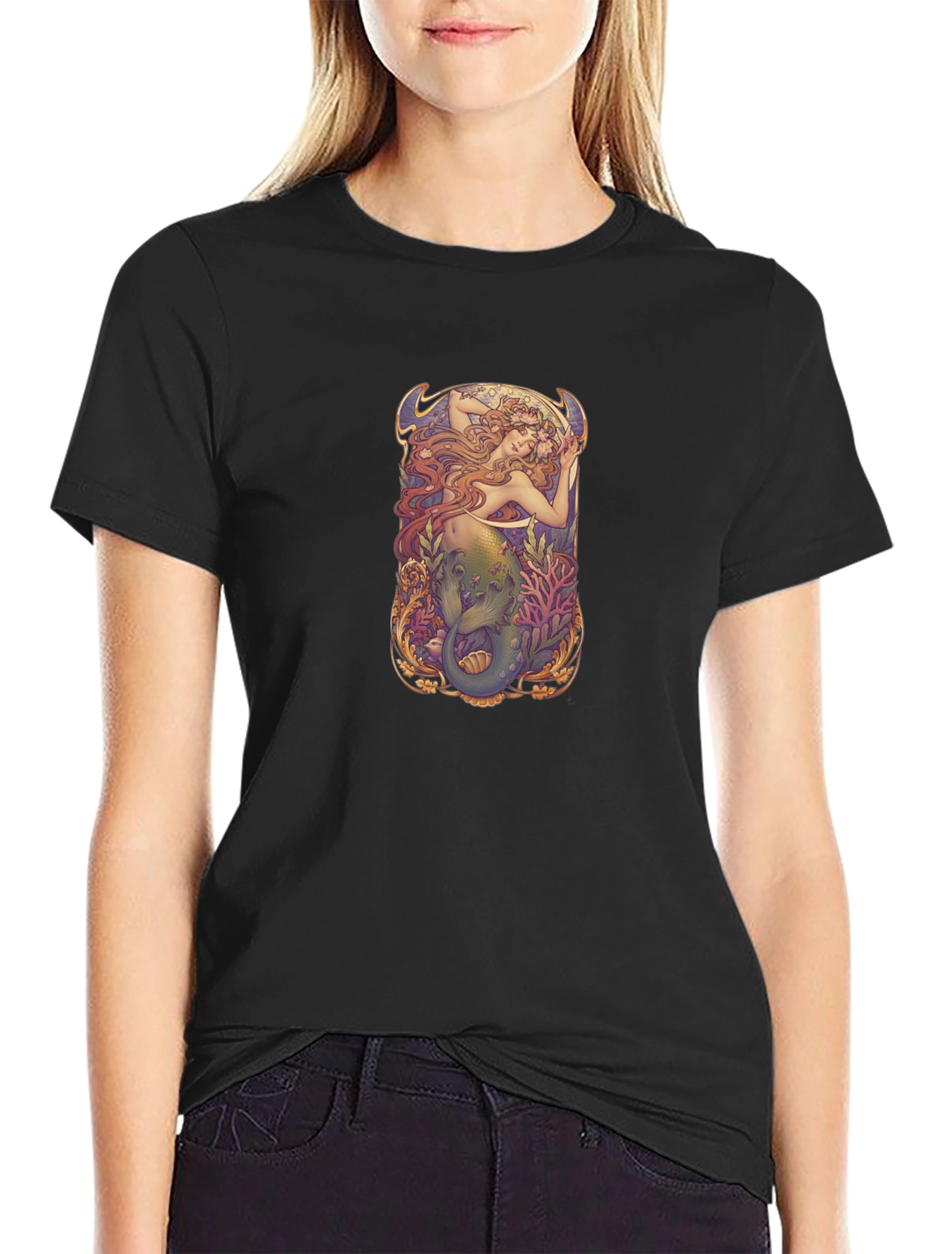 Art Nouveau Mermaid Graphic T-Shirt