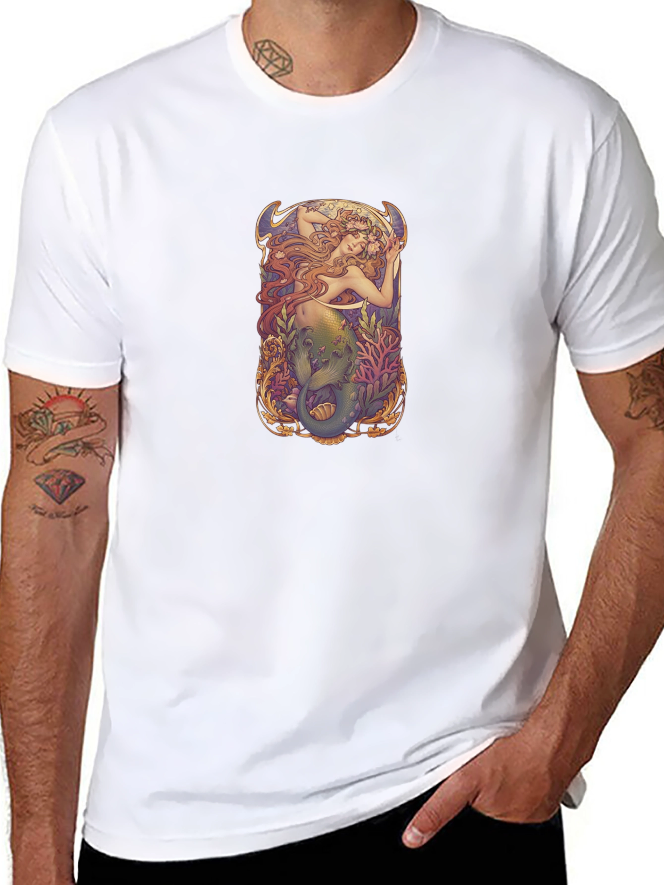 Art Nouveau Mermaid Graphic T-Shirt