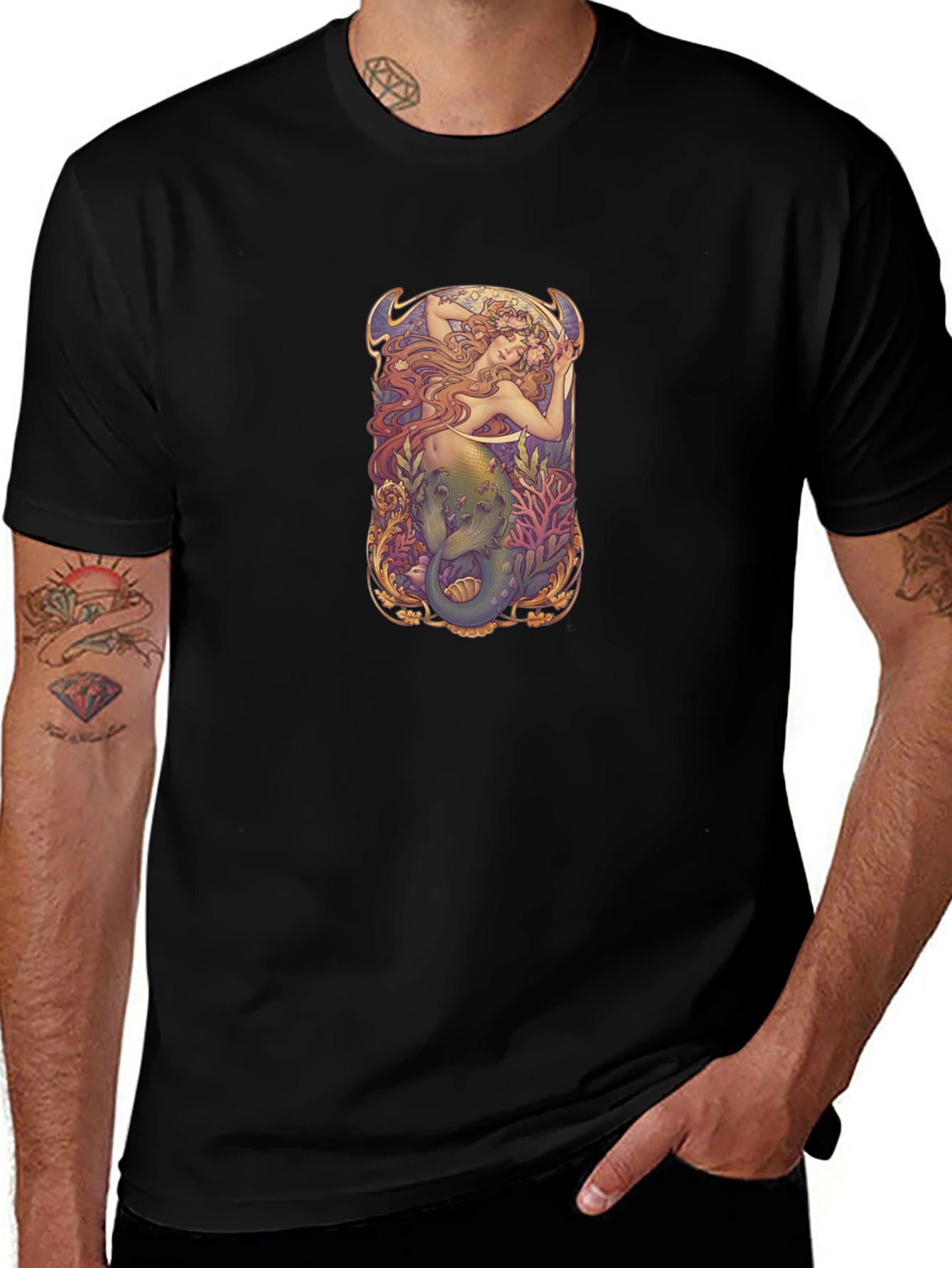 Art Nouveau Mermaid Graphic T-Shirt