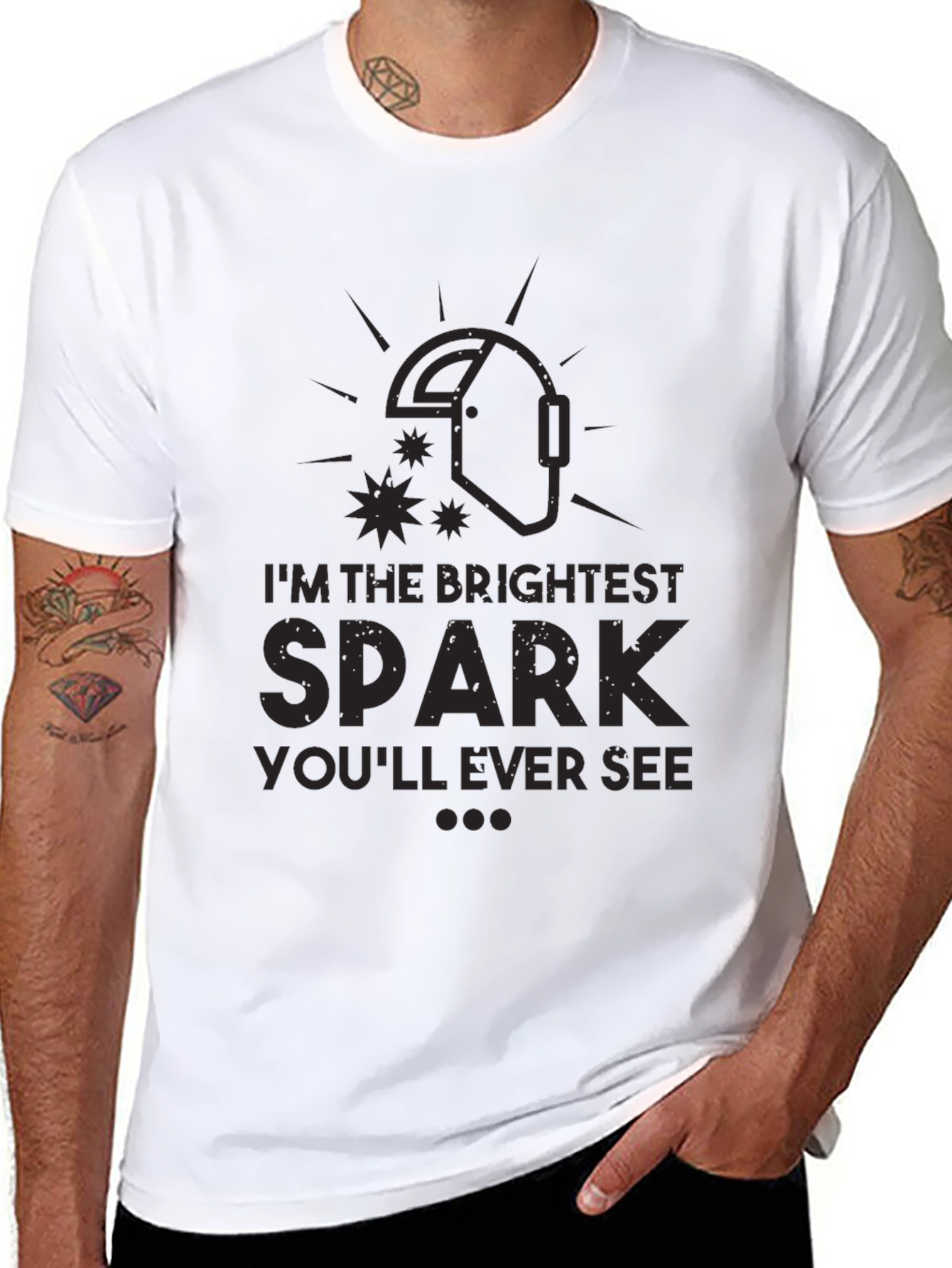 Brightest Spark Graphic Tee - Black Cotton T-Shirt