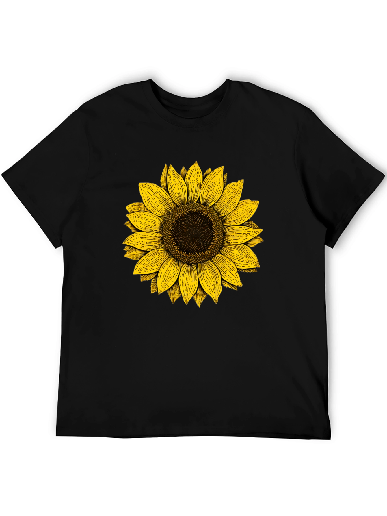 Sunflower Graphic Print Black T-Shirt