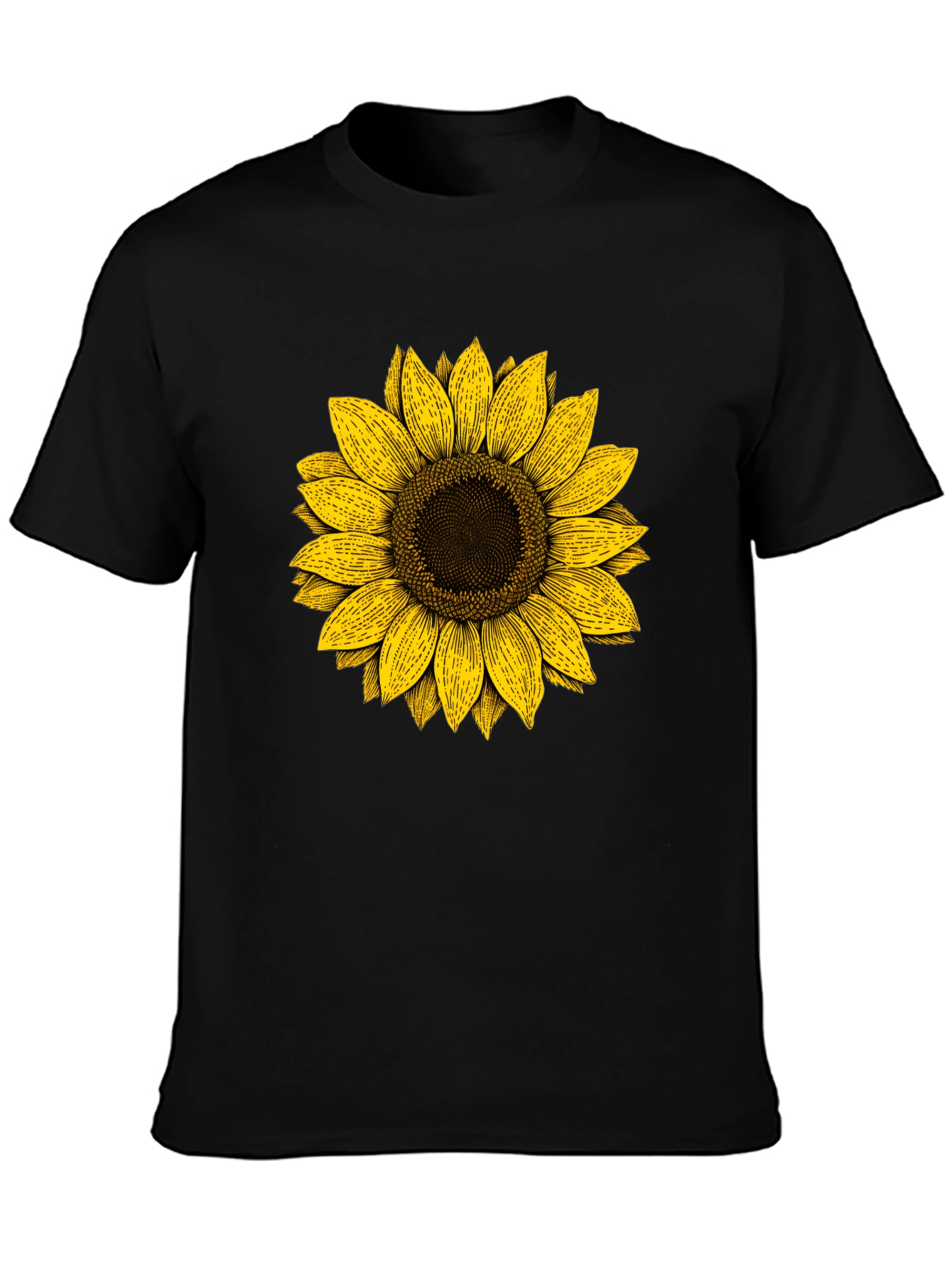 Sunflower Graphic Print Black T-Shirt
