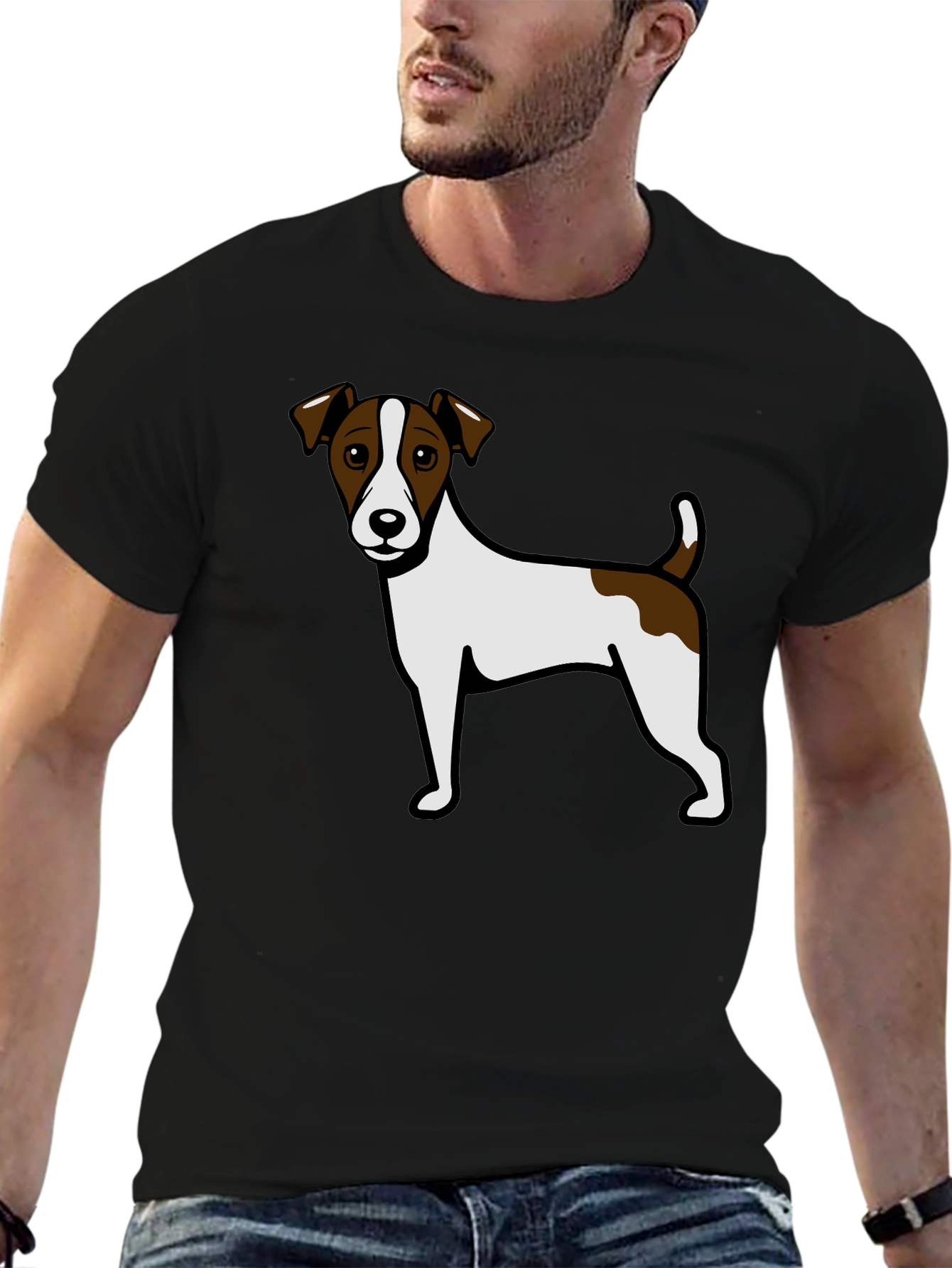 Jack Russell Terrier Graphic Tee - Black Cotton Blend