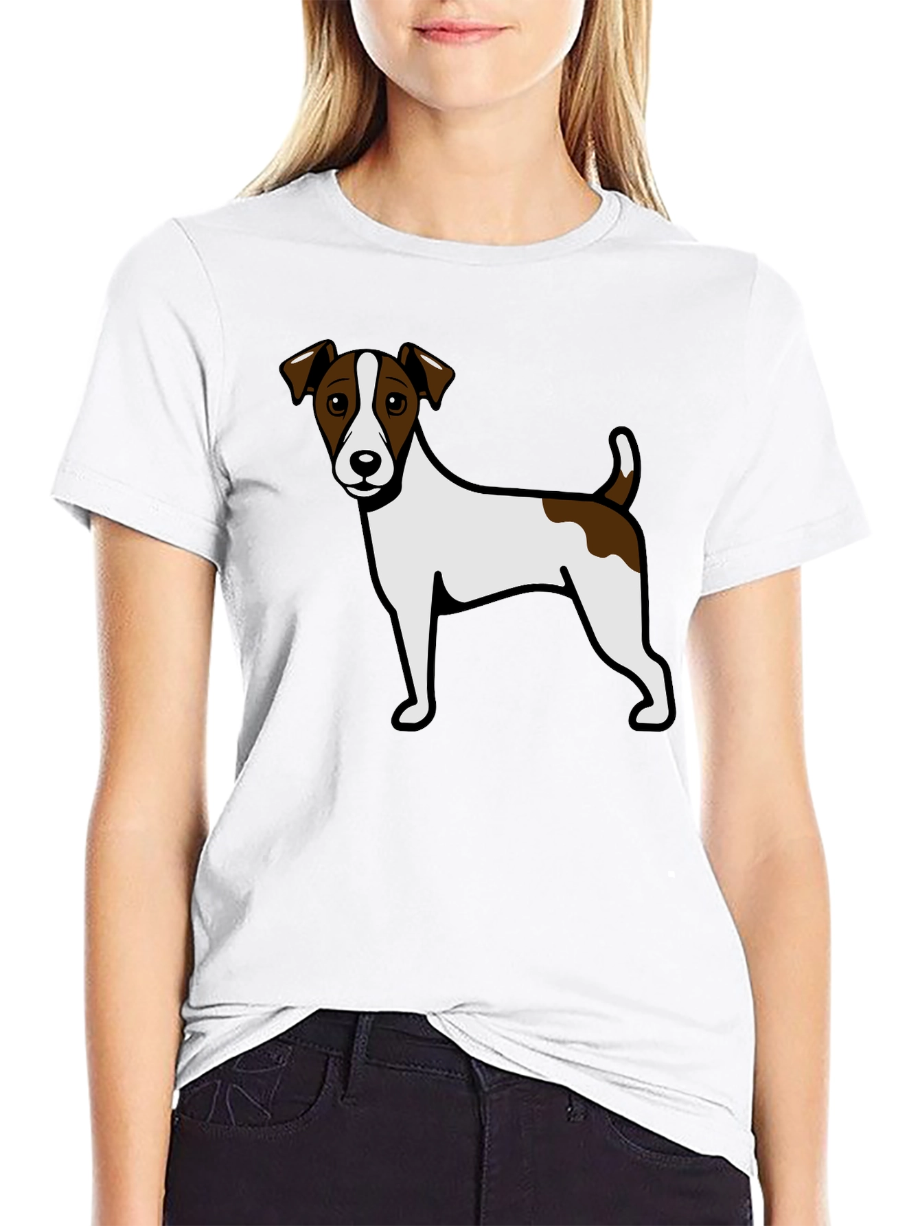 Jack Russell Terrier Graphic Tee - Black Cotton Blend
