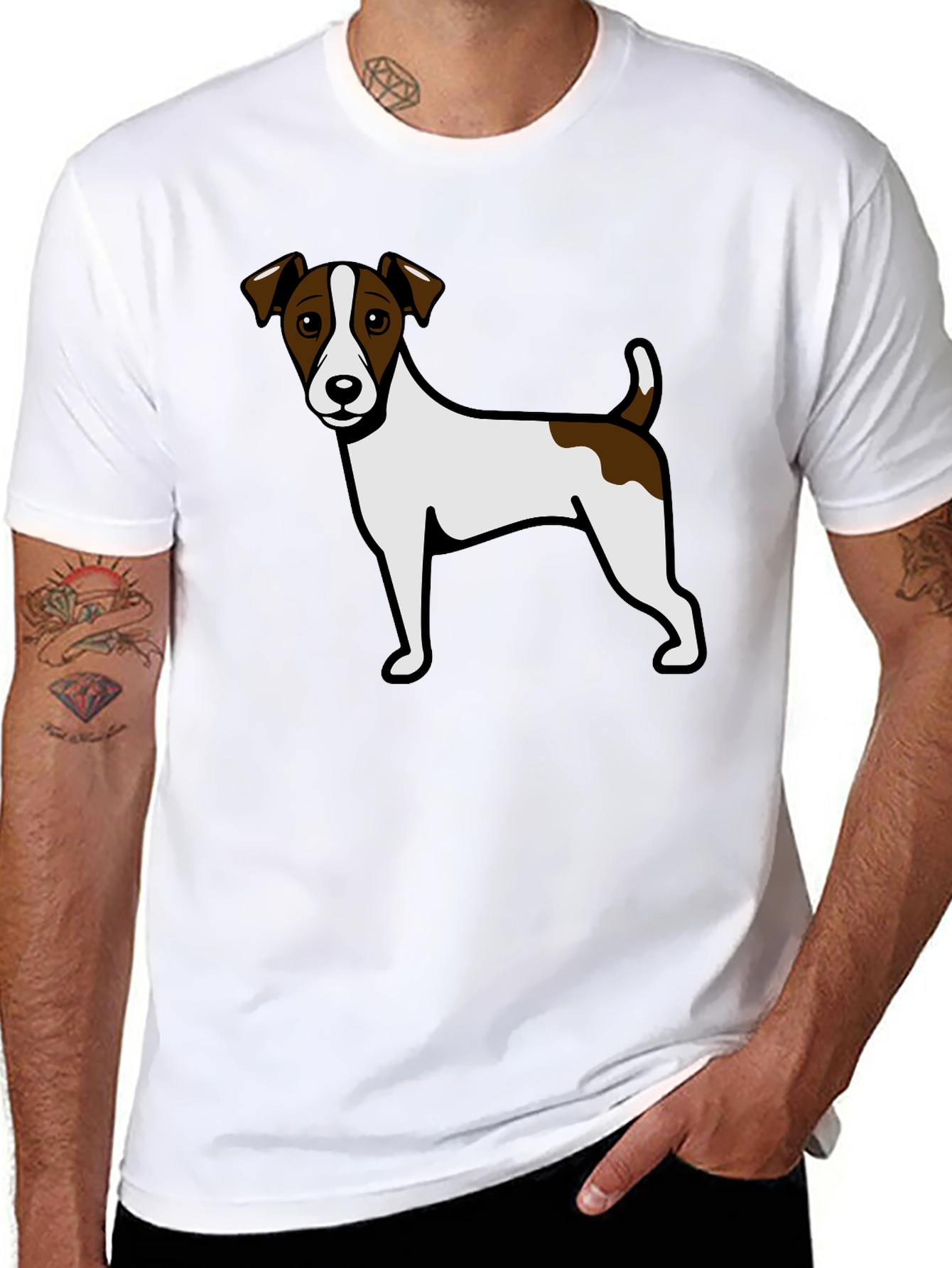 Jack Russell Terrier Graphic Tee - Black Cotton Blend