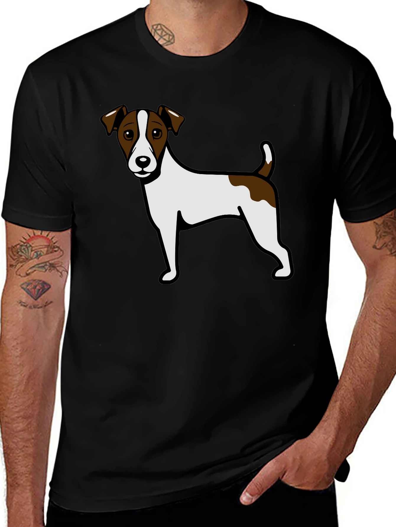 Jack Russell Terrier Graphic Tee - Black Cotton Blend