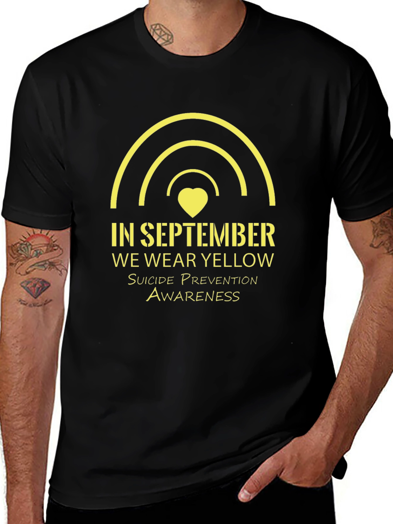 September Suicide Prevention Awareness Yellow Rainbow T-Shirt