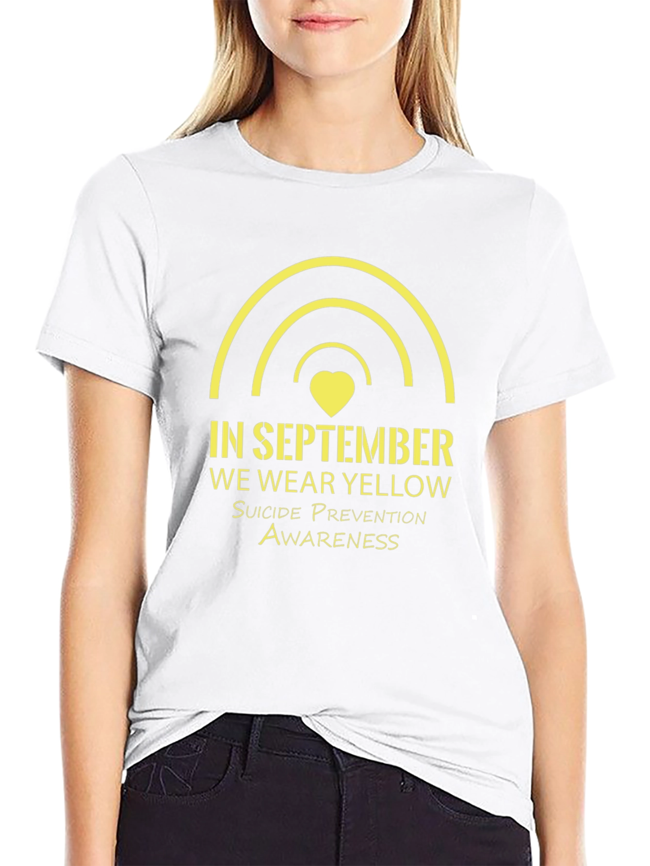 September Suicide Prevention Awareness Yellow Rainbow T-Shirt