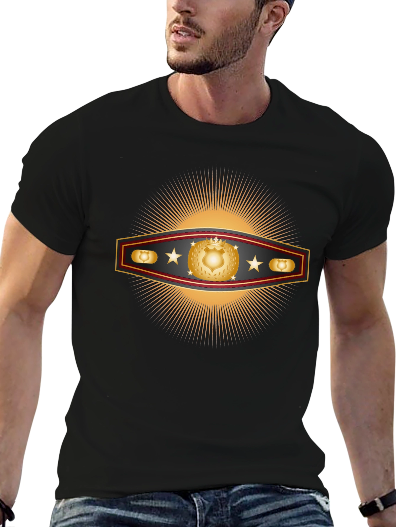 Golden Shield Starburst Graphic T-Shirt