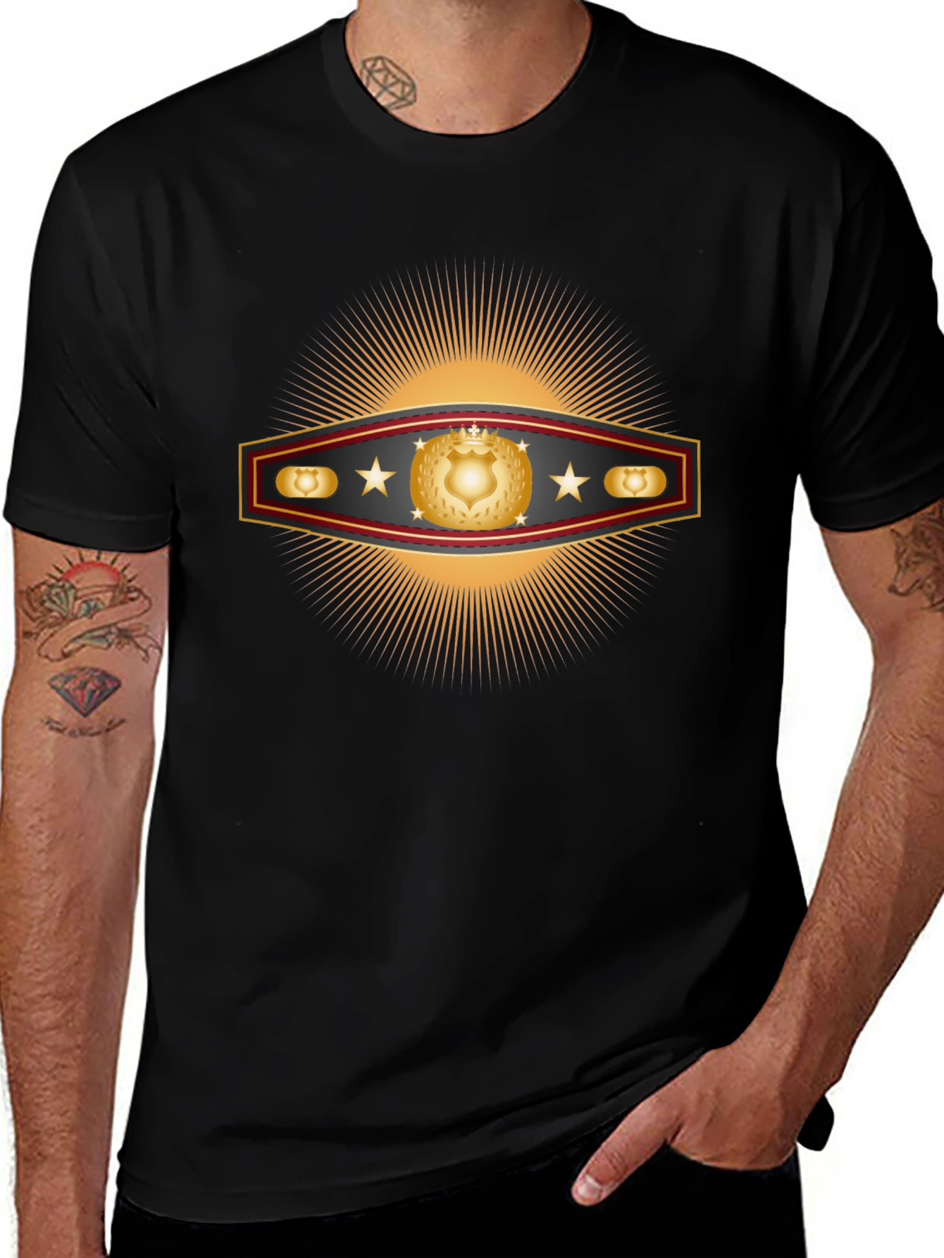 Golden Shield Starburst Graphic T-Shirt