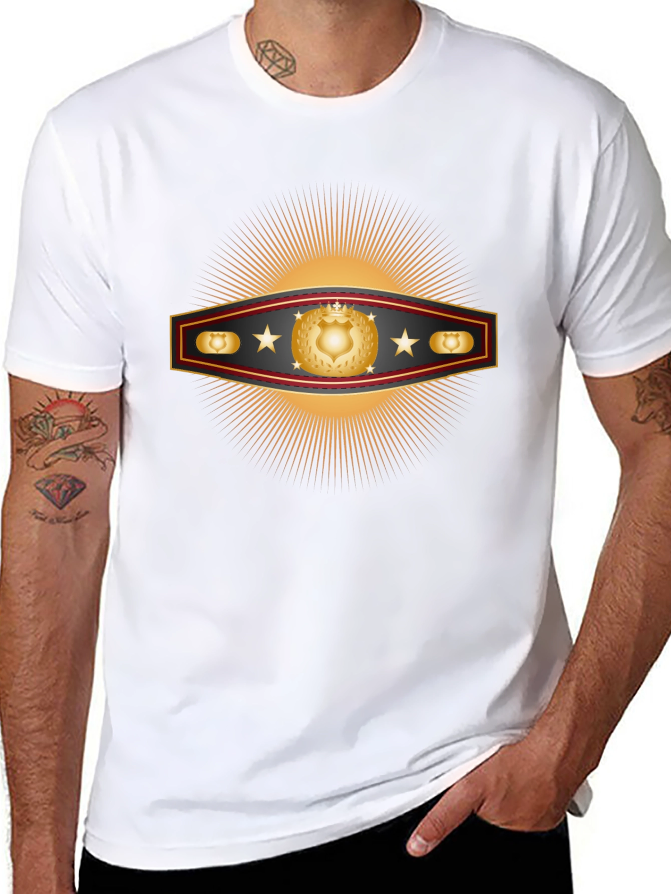 Golden Shield Starburst Graphic T-Shirt