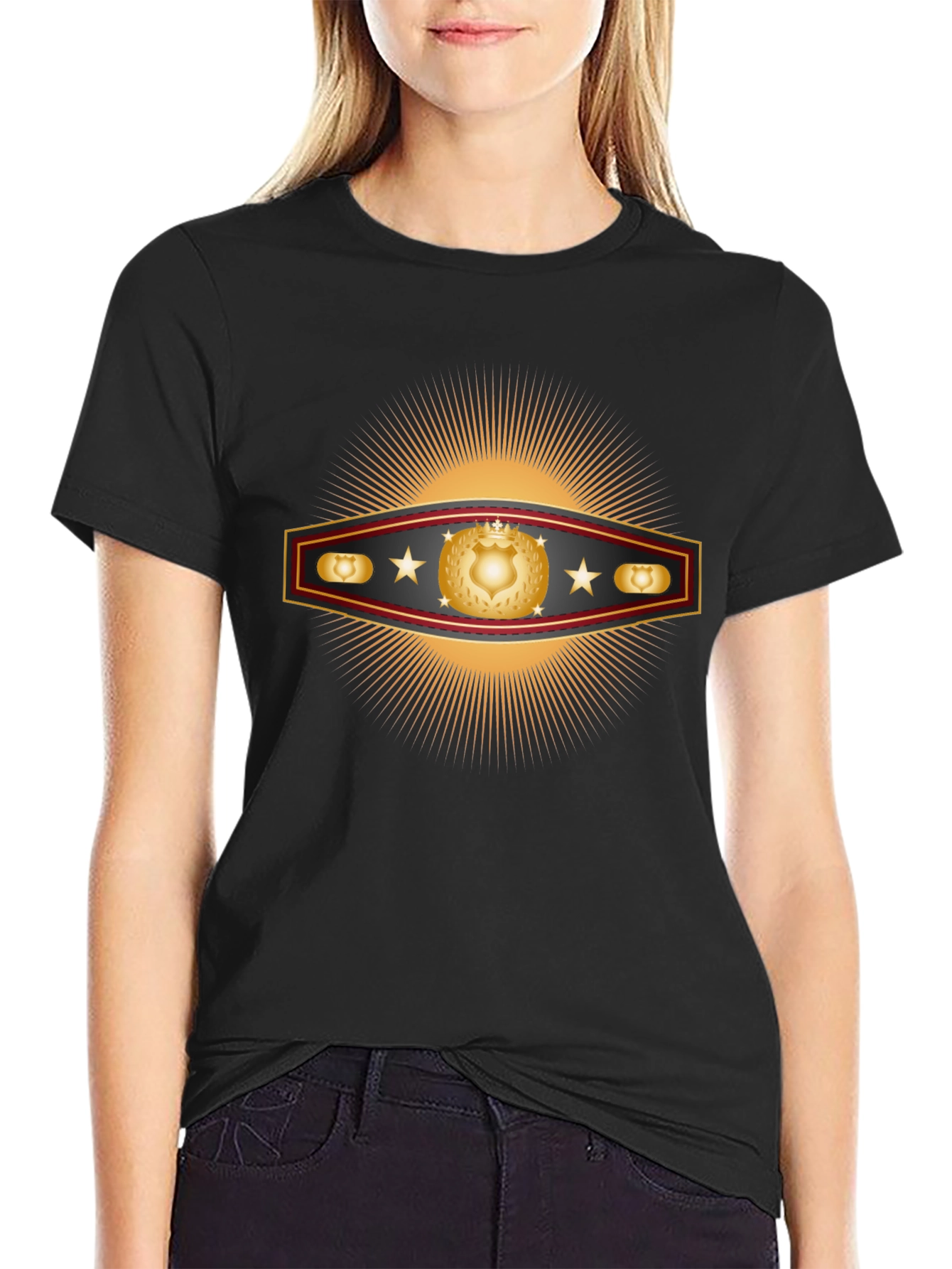 Golden Shield Starburst Graphic T-Shirt