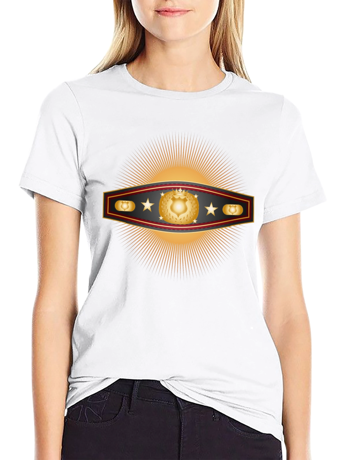 Golden Shield Starburst Graphic T-Shirt