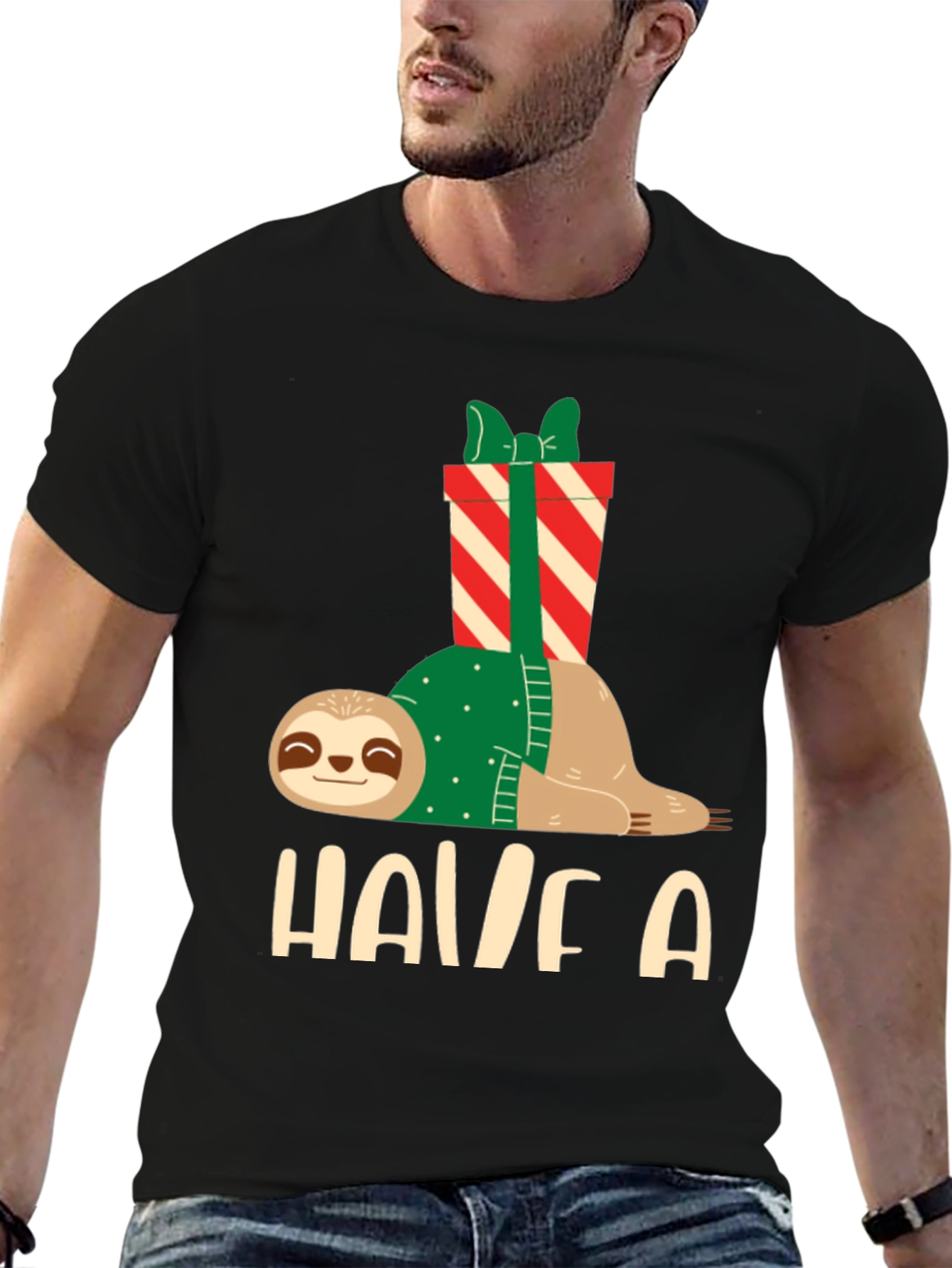 Holiday Sloth T-Shirt - Festive Relaxed Fit