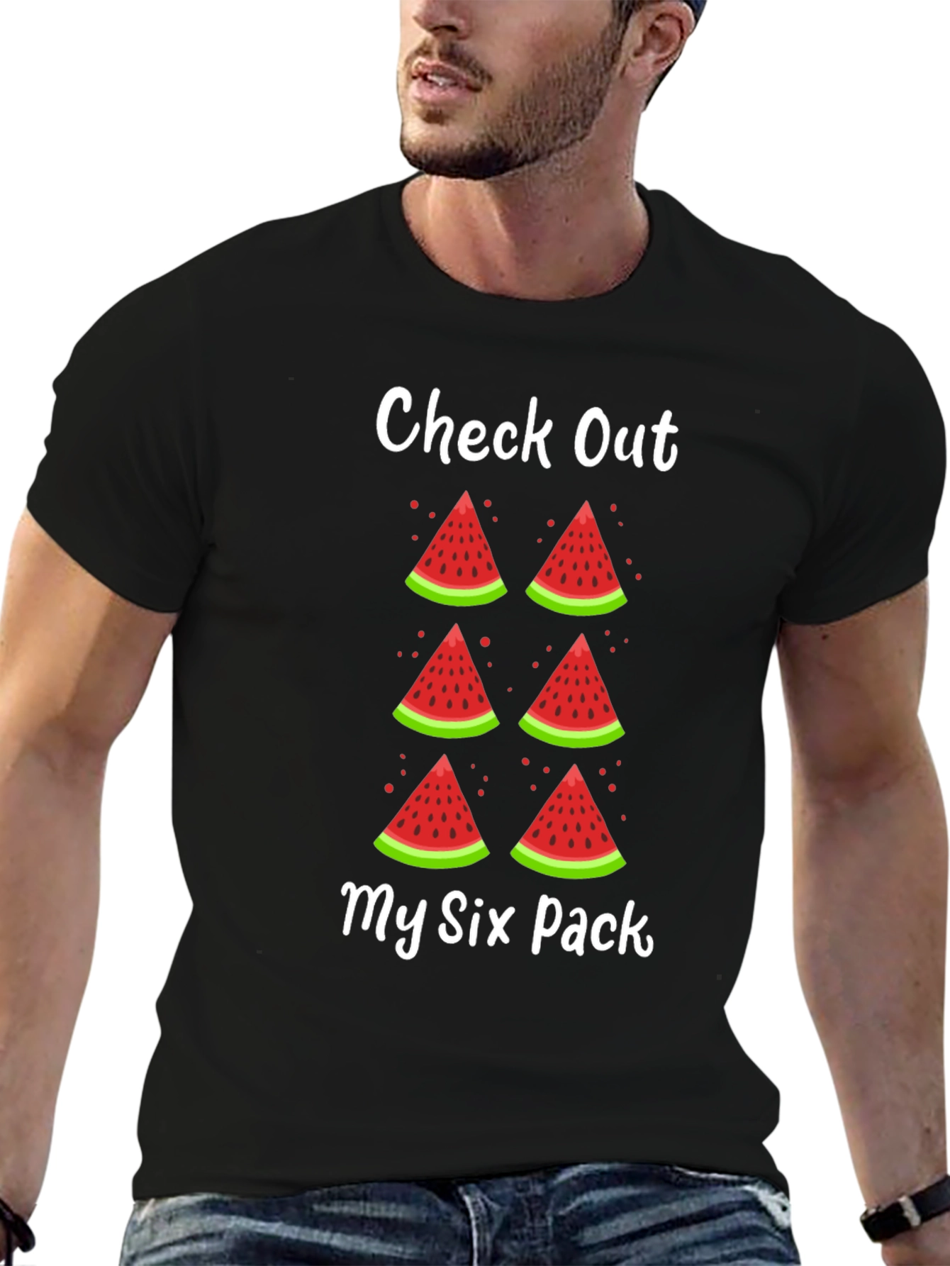 Funny Watermelon Six Pack Graphic T-Shirt