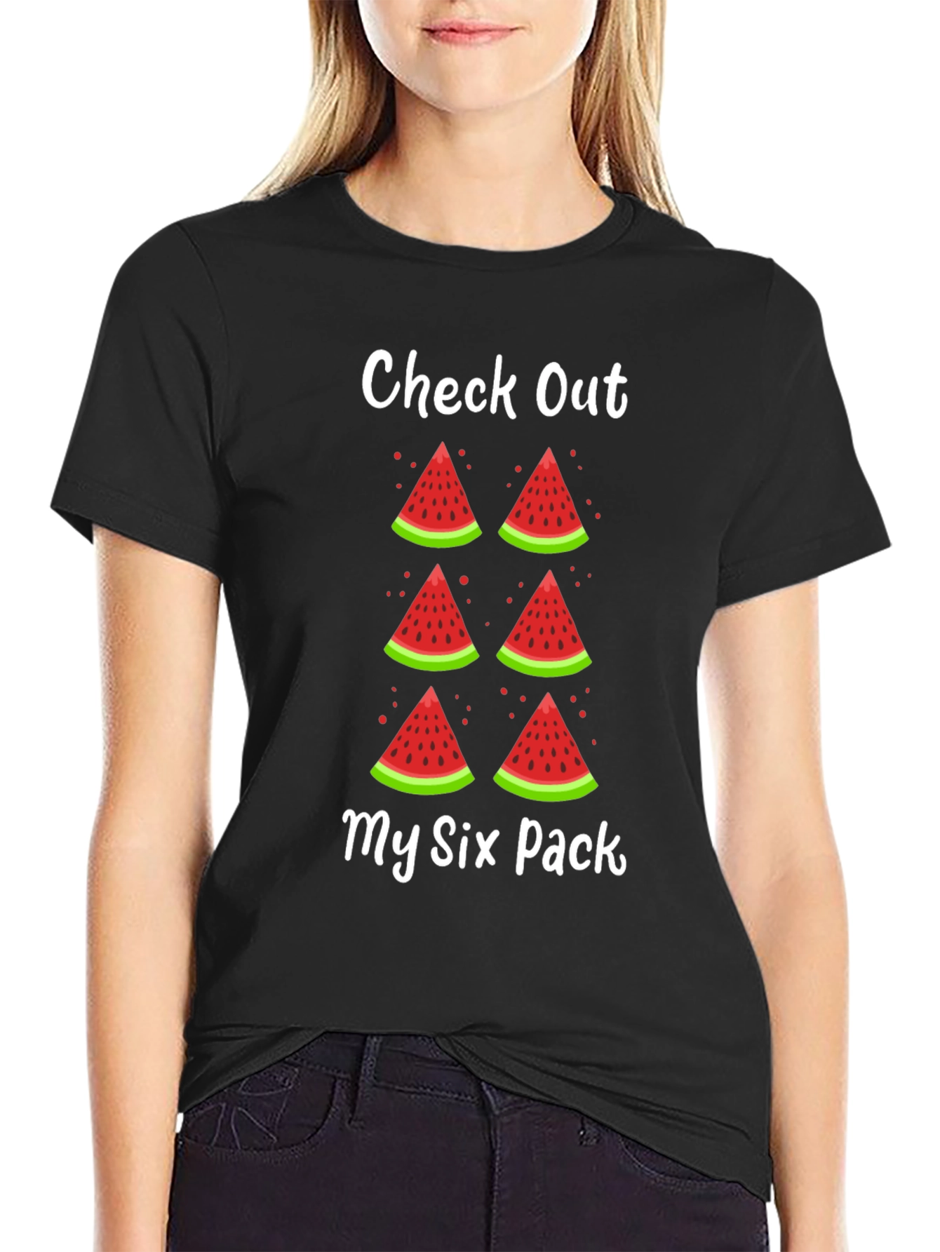 Funny Watermelon Six Pack Graphic T-Shirt