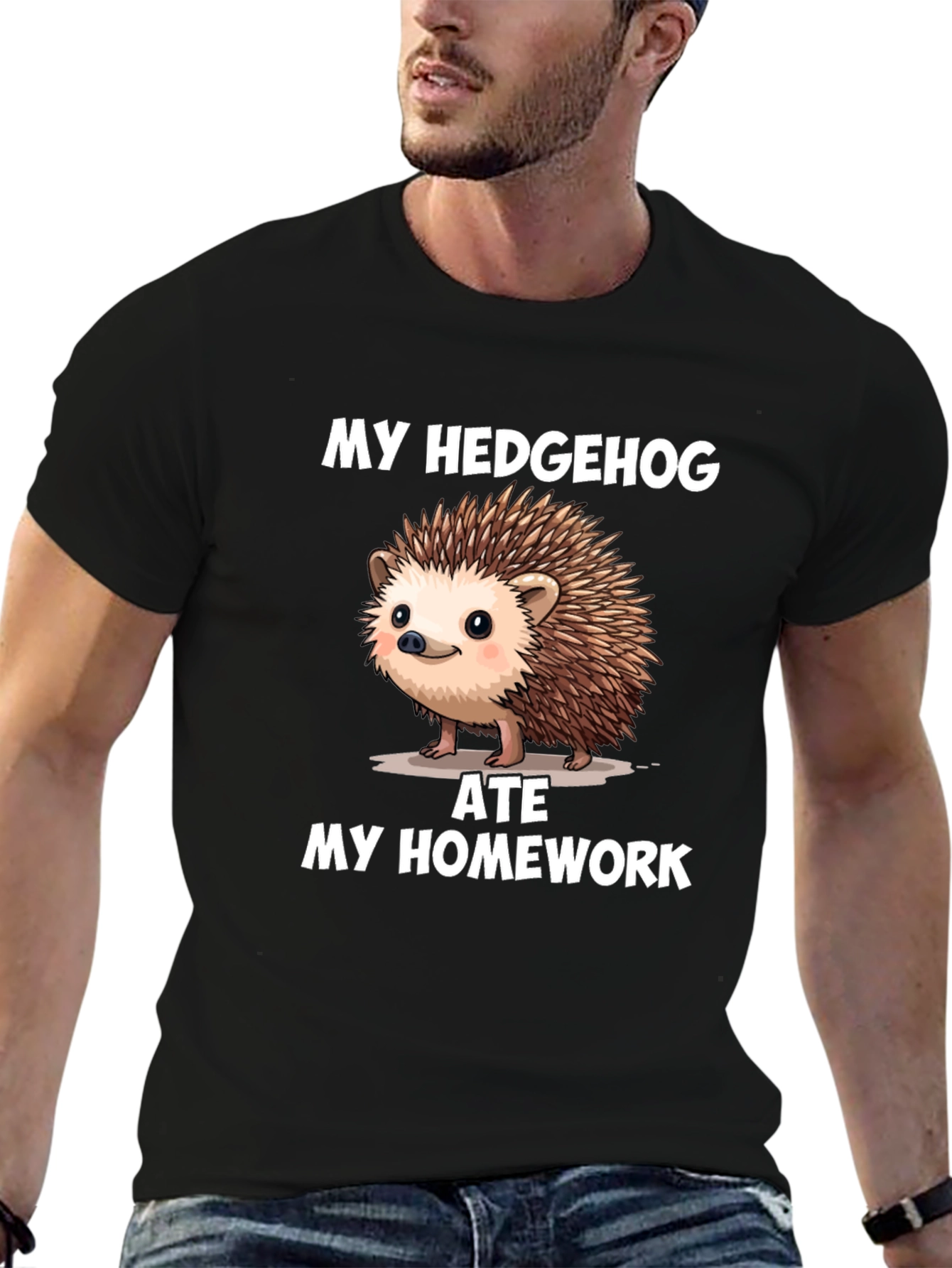 Funny Hedgehog Ate My Homework Graphic T-Shirt