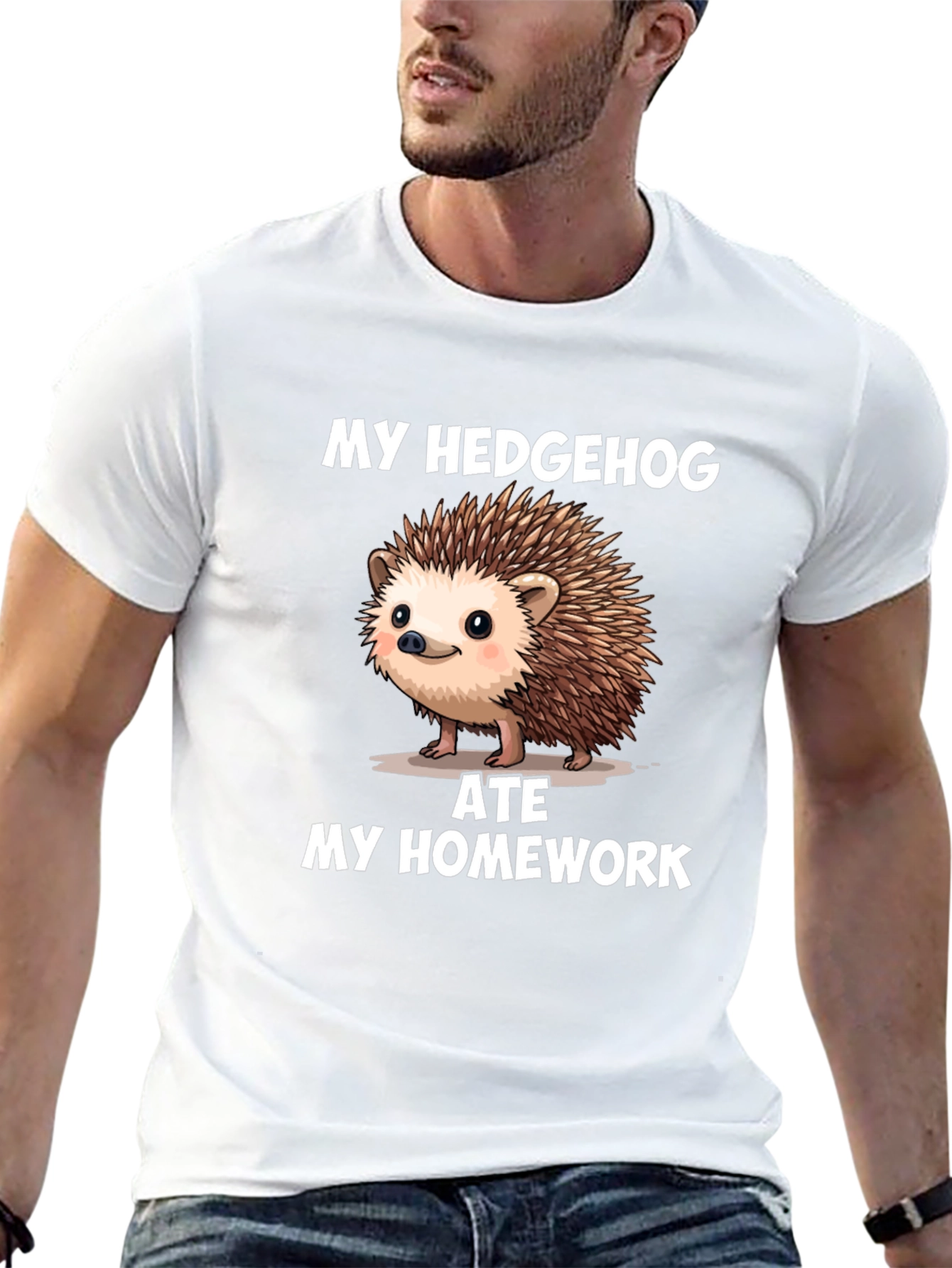 Funny Hedgehog Ate My Homework Graphic T-Shirt