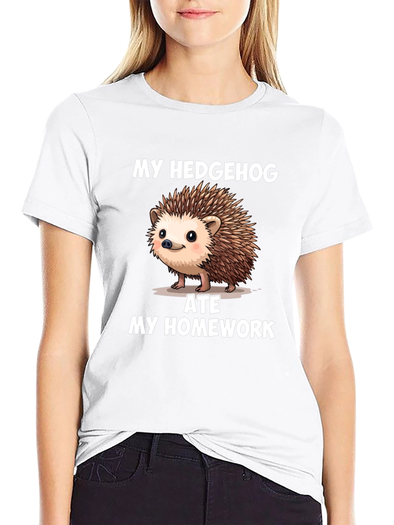 Funny Hedgehog Ate My Homework Graphic T-Shirt