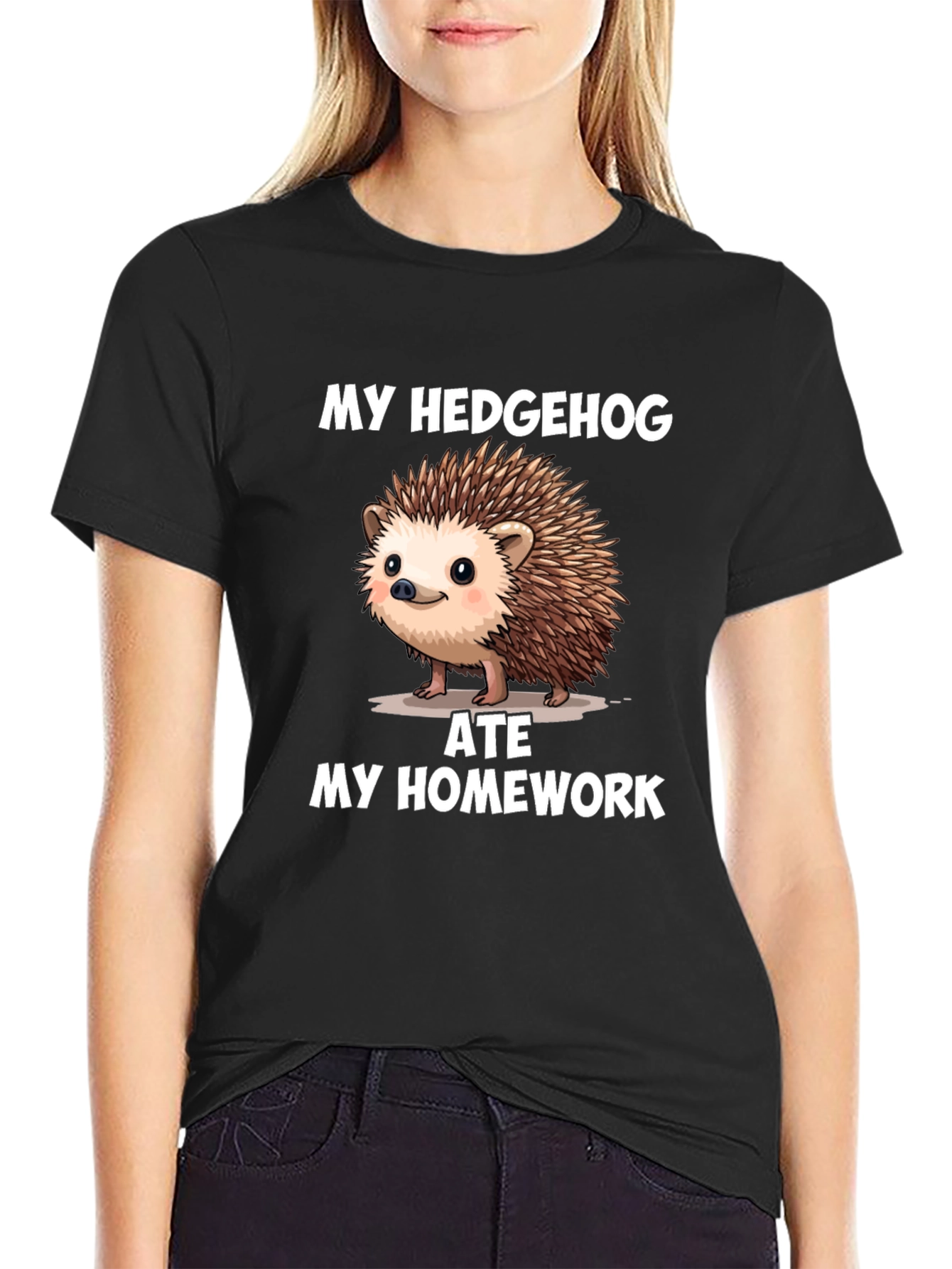 Funny Hedgehog Ate My Homework Graphic T-Shirt