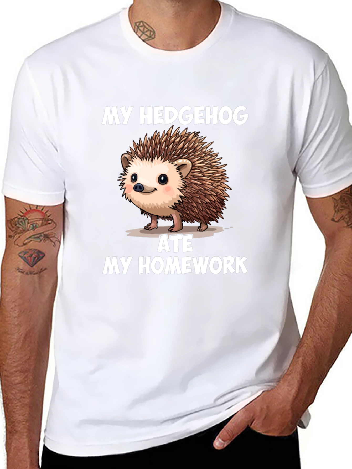 Funny Hedgehog Ate My Homework Graphic T-Shirt