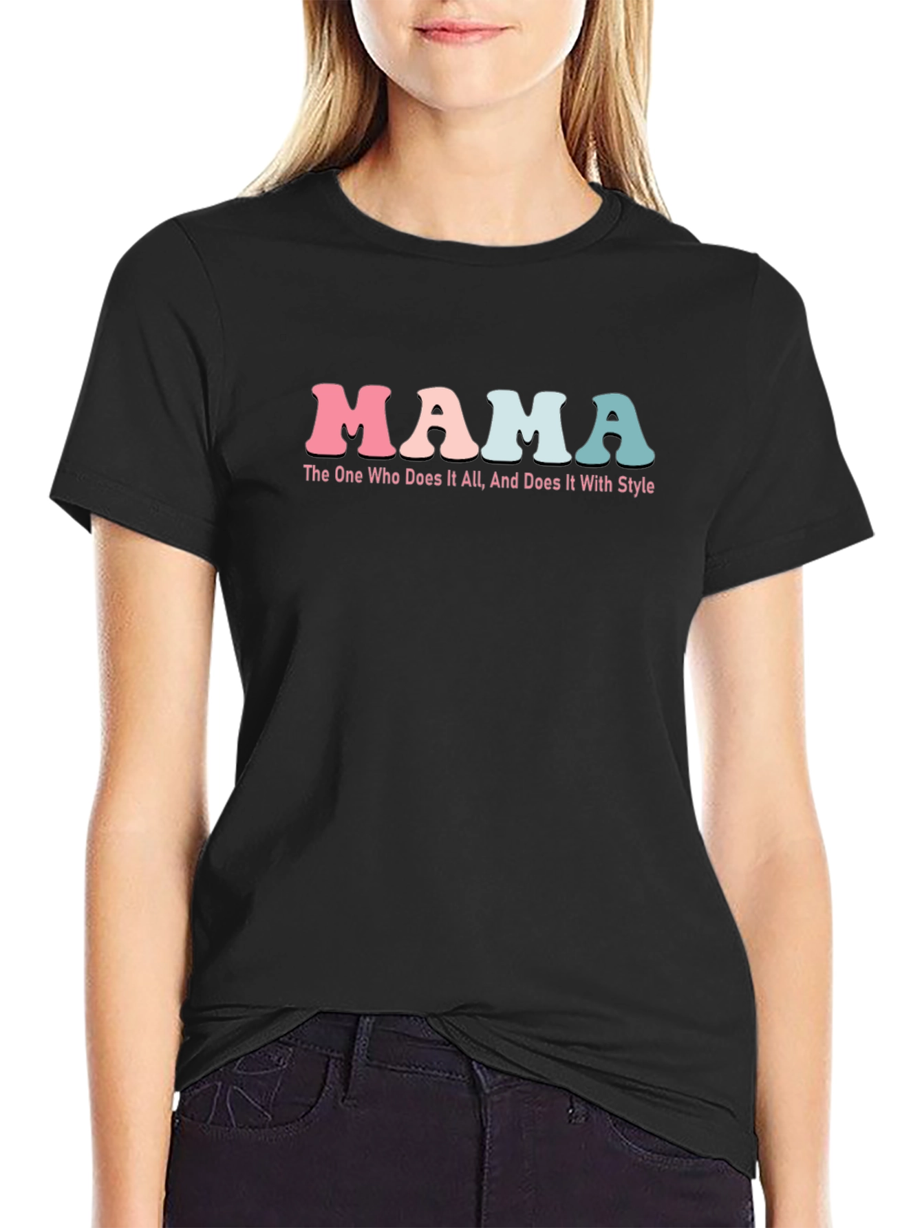 Mama Does It All Black Graphic Tee