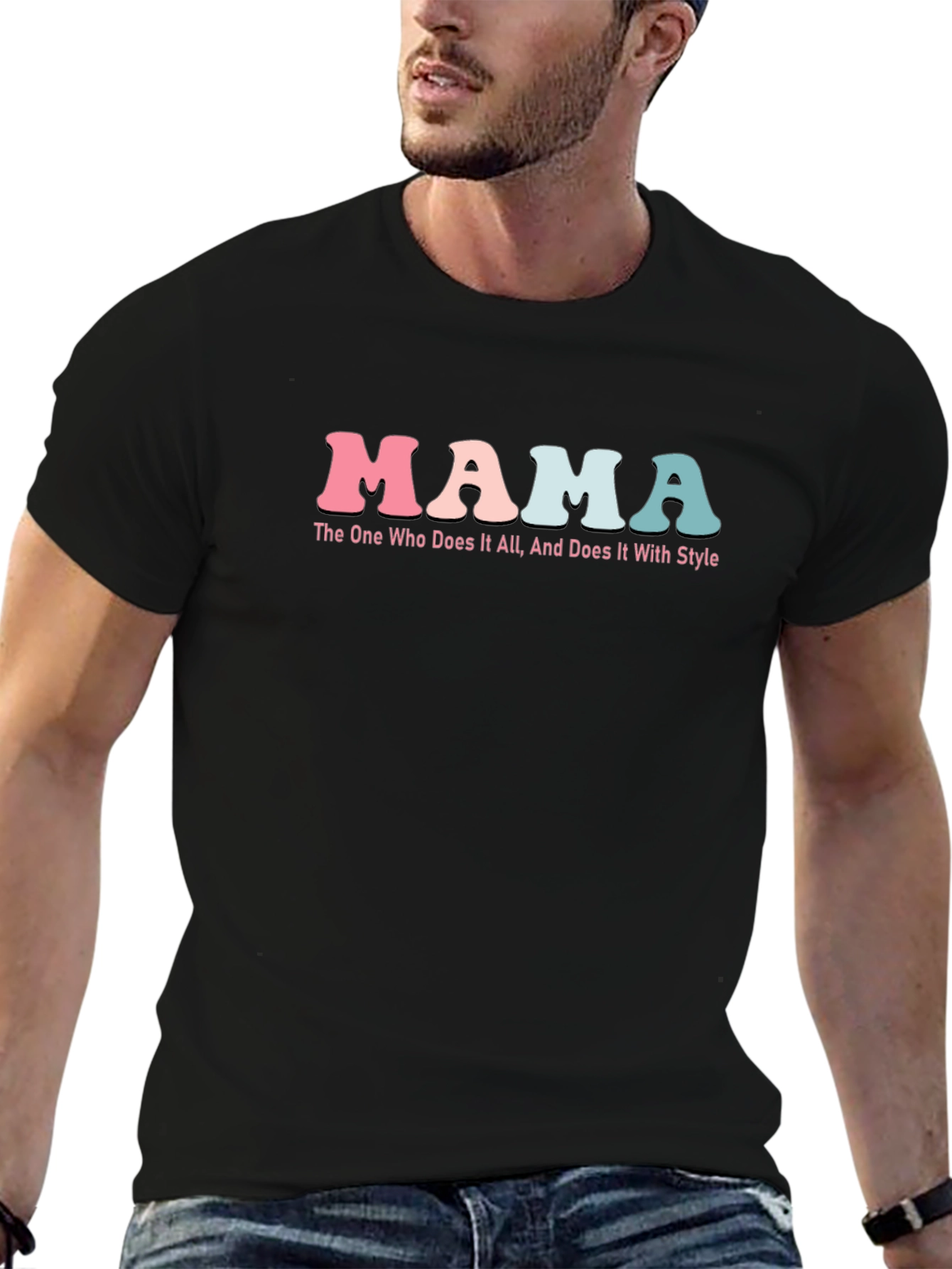 Mama Does It All Black Graphic Tee