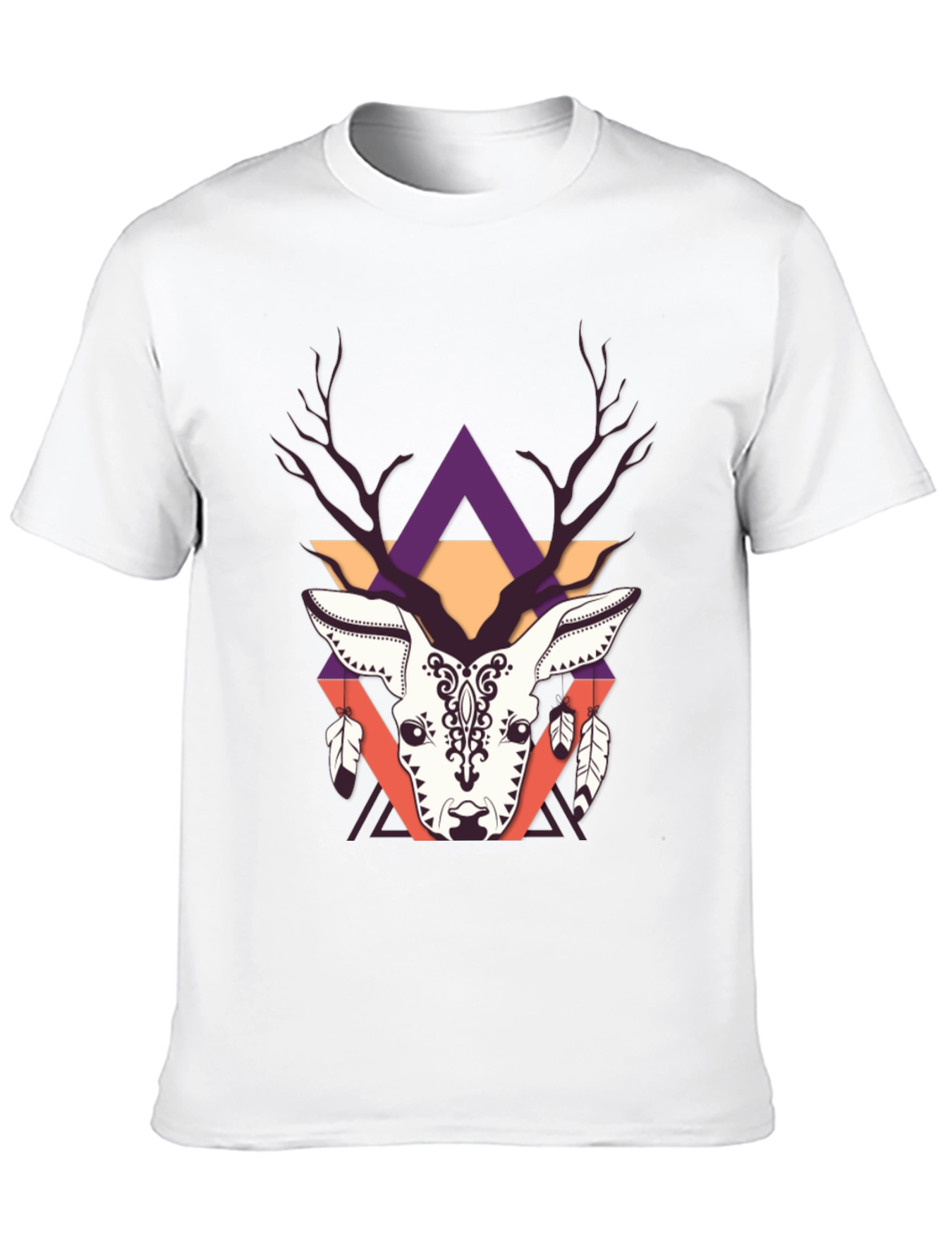 Geometric Deer Graphic Tee - Trendy Print