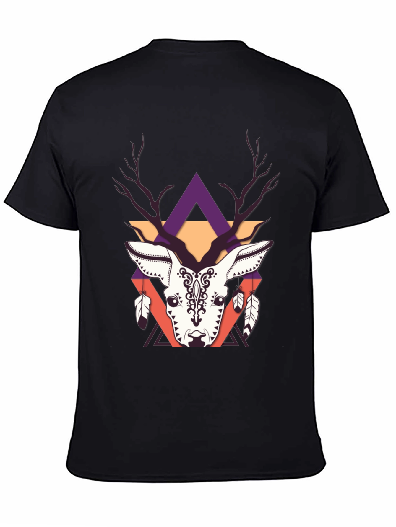 Geometric Deer Graphic Tee - Trendy Print