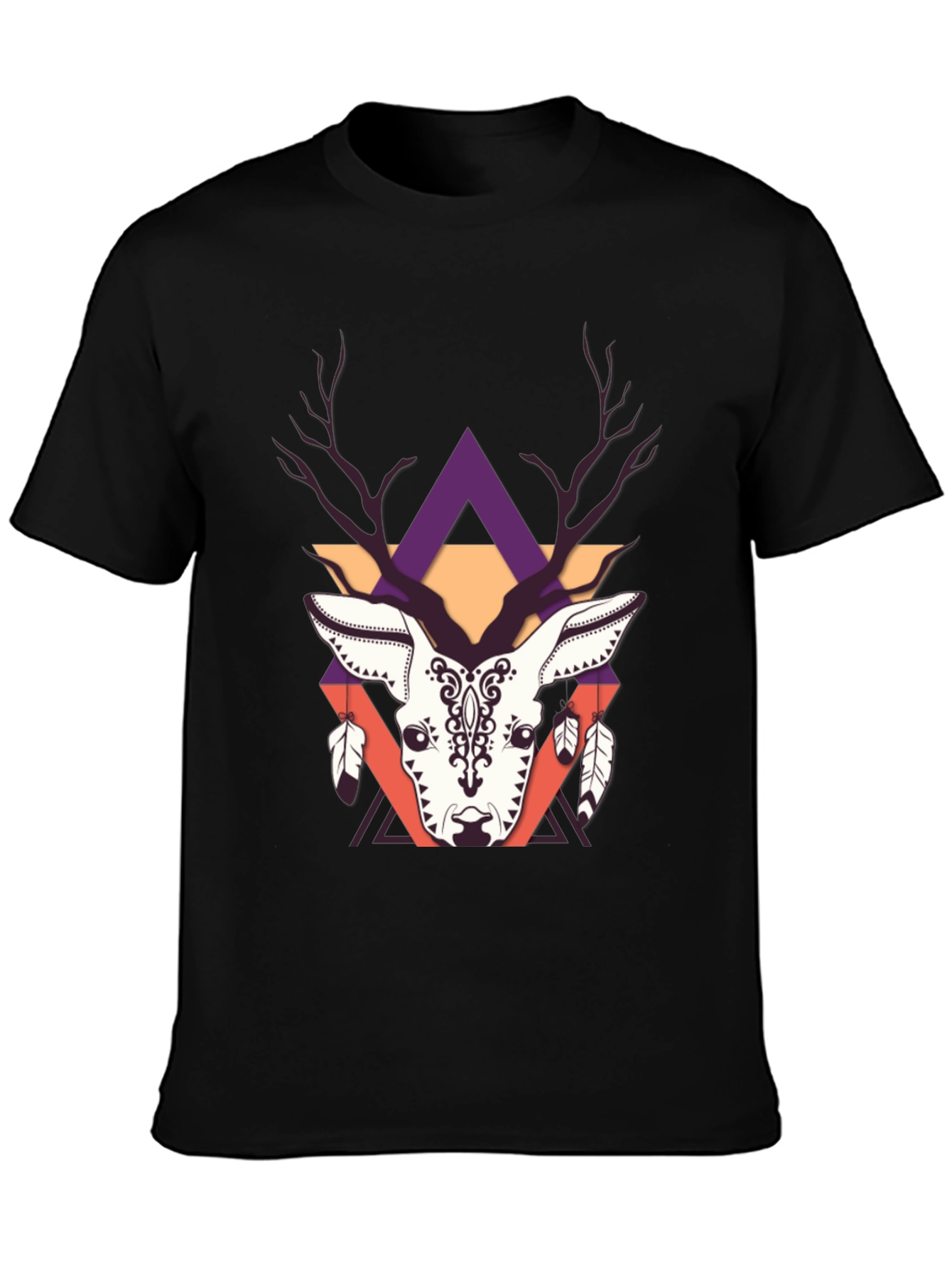 Geometric Deer Graphic Tee - Trendy Print