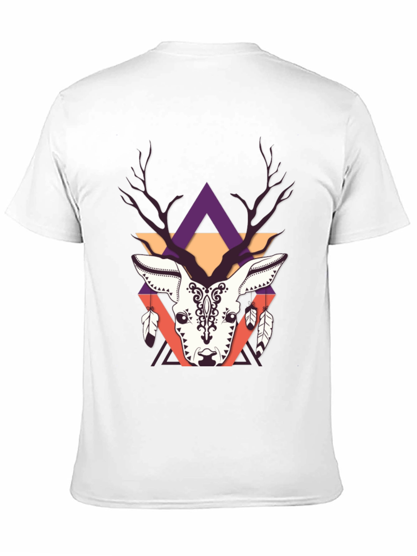 Geometric Deer Graphic Tee - Trendy Print