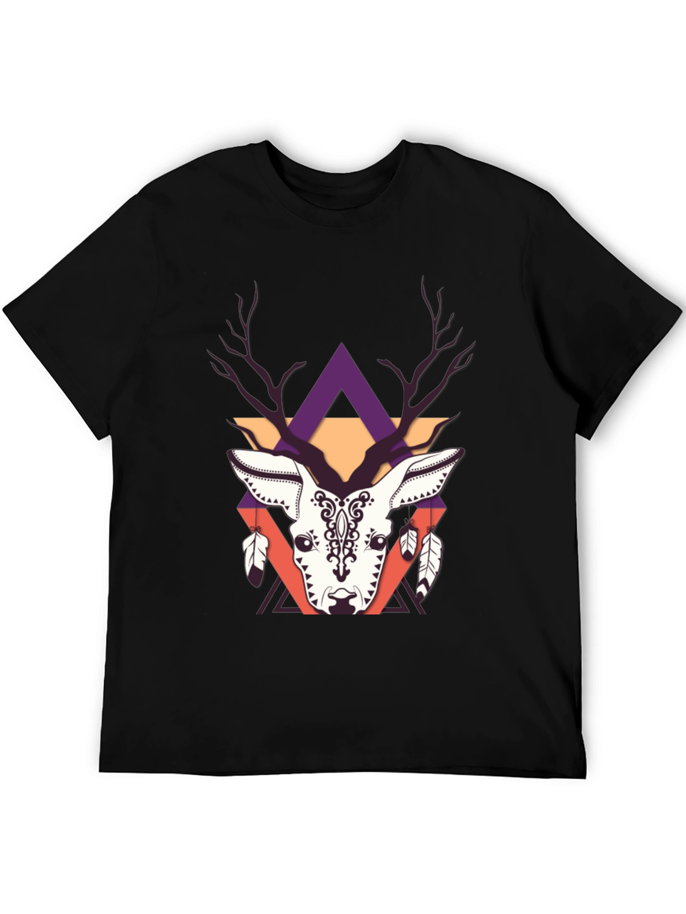 Geometric Deer Graphic Tee - Trendy Print