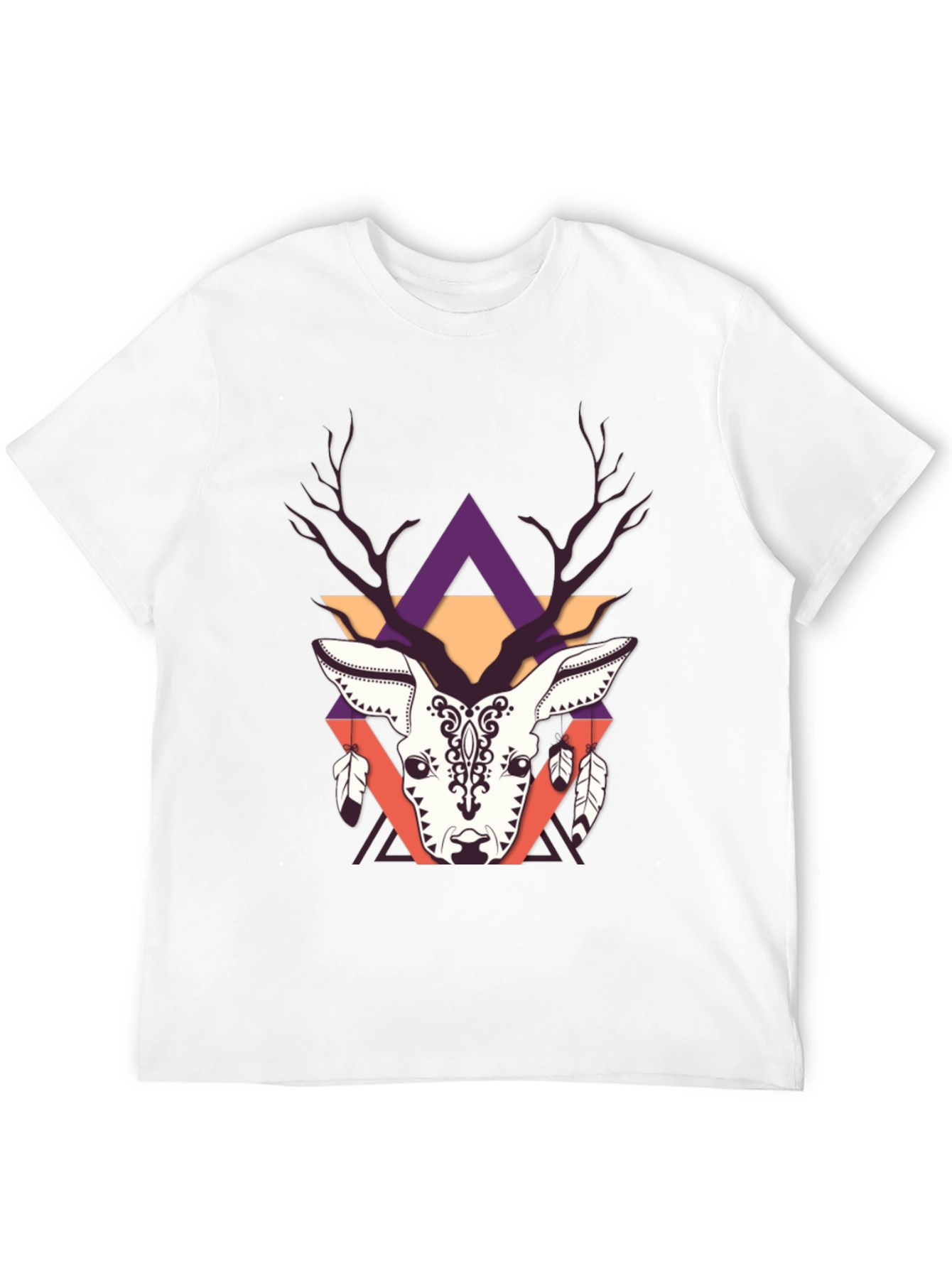 Geometric Deer Graphic Tee - Trendy Print