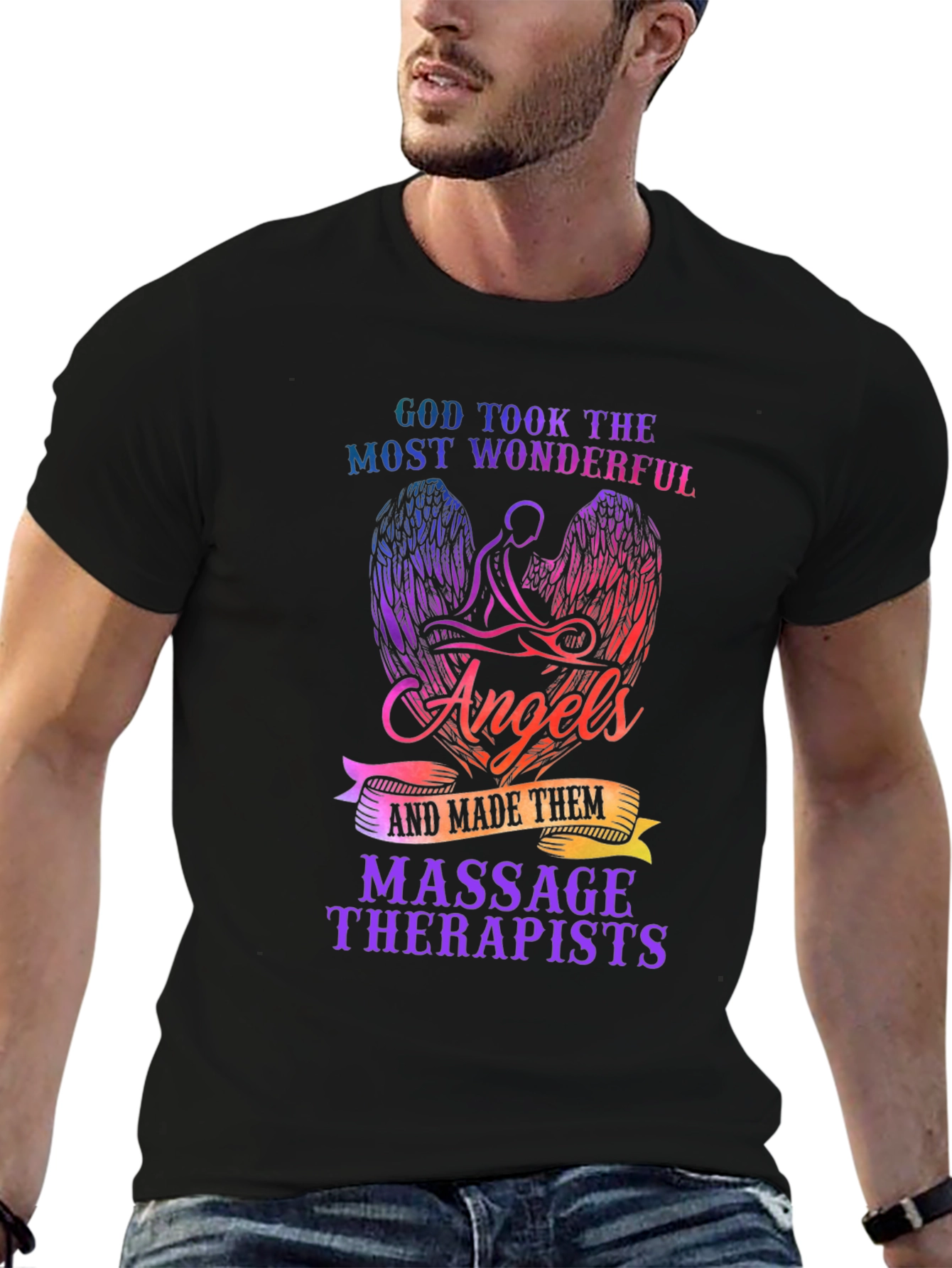 Massage Therapist Angel Wings Graphic T-Shirt