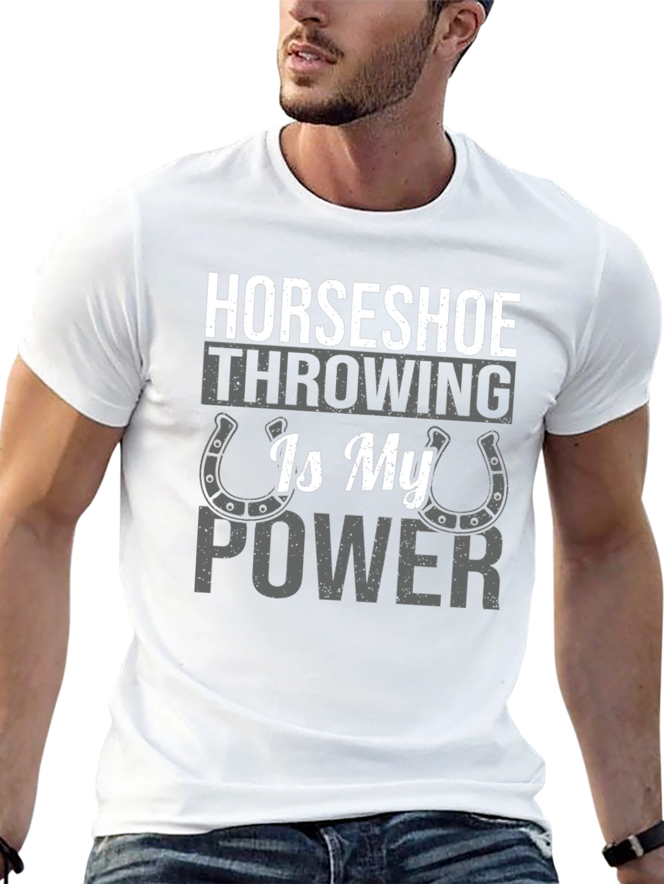 Horseshoe Throwing is My Power Black Graphic T-Shirt