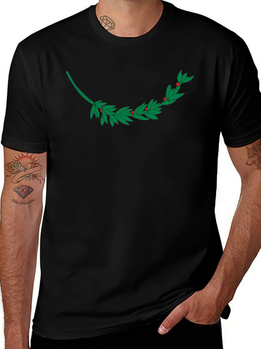 Black T-Shirt with Laurel Branch Design