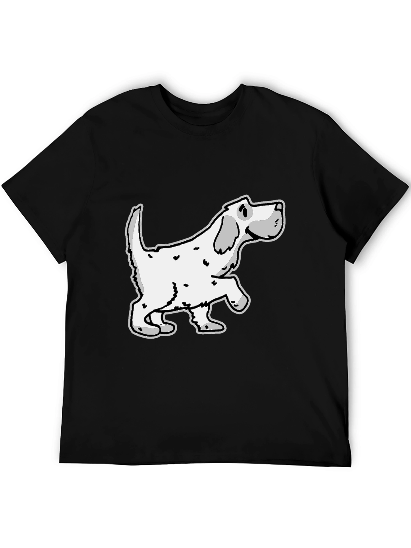 Dog Graphic Tee - Mens Black Cotton Shirt