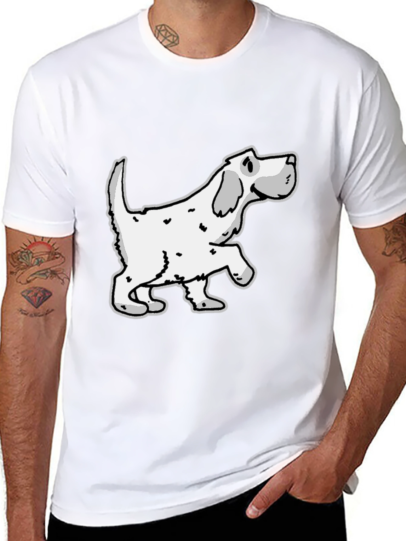 Dog Graphic Tee - Mens Black Cotton Shirt