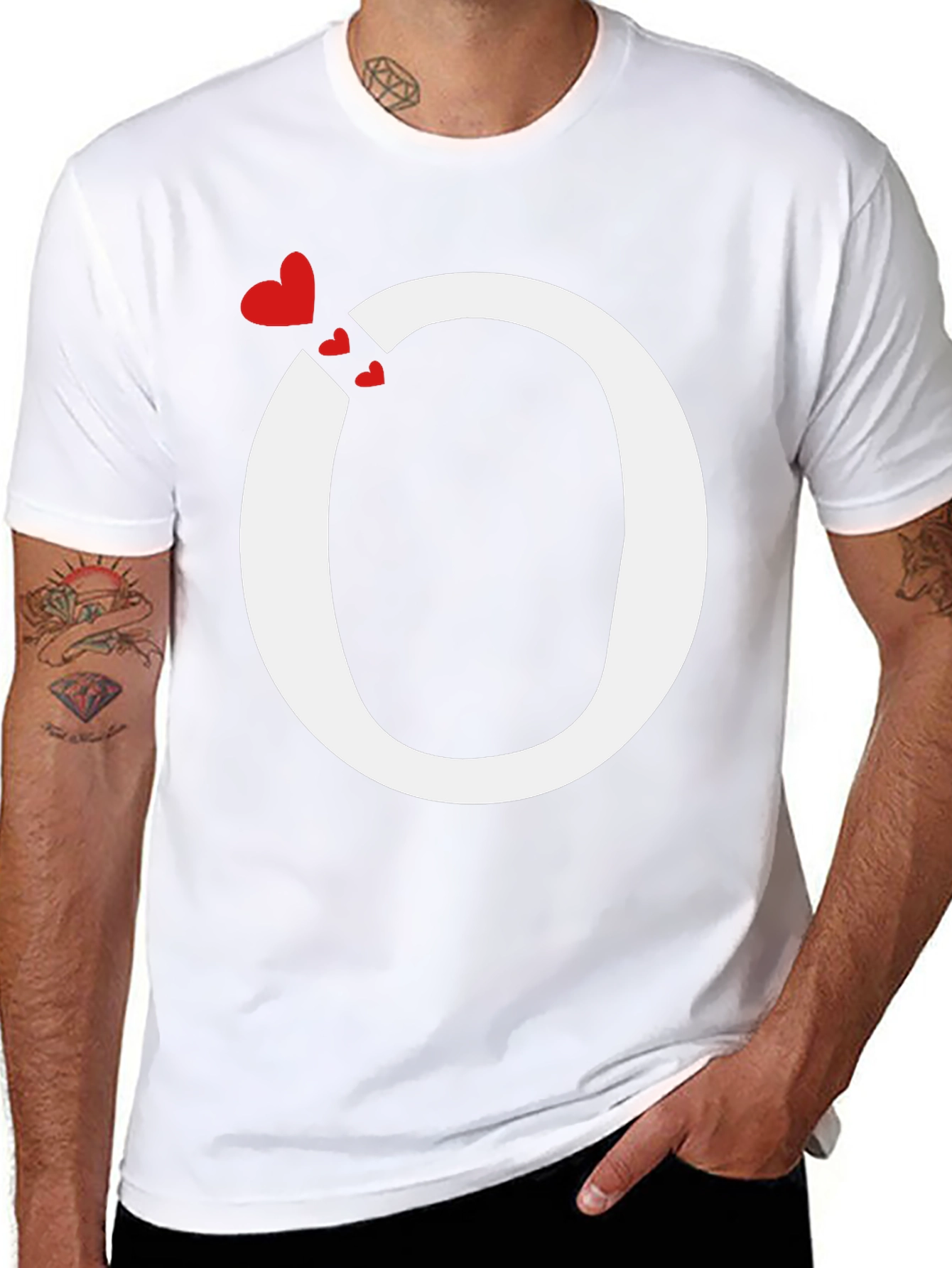 Letter O Hearts Graphic T-Shirt
