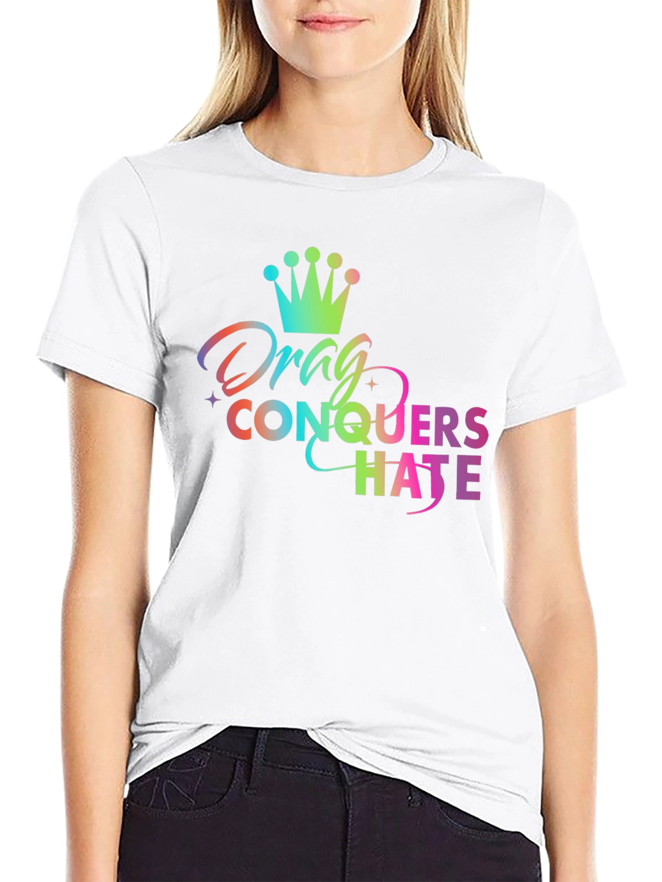 Drag Conquers Hate Rainbow Graphic Tee