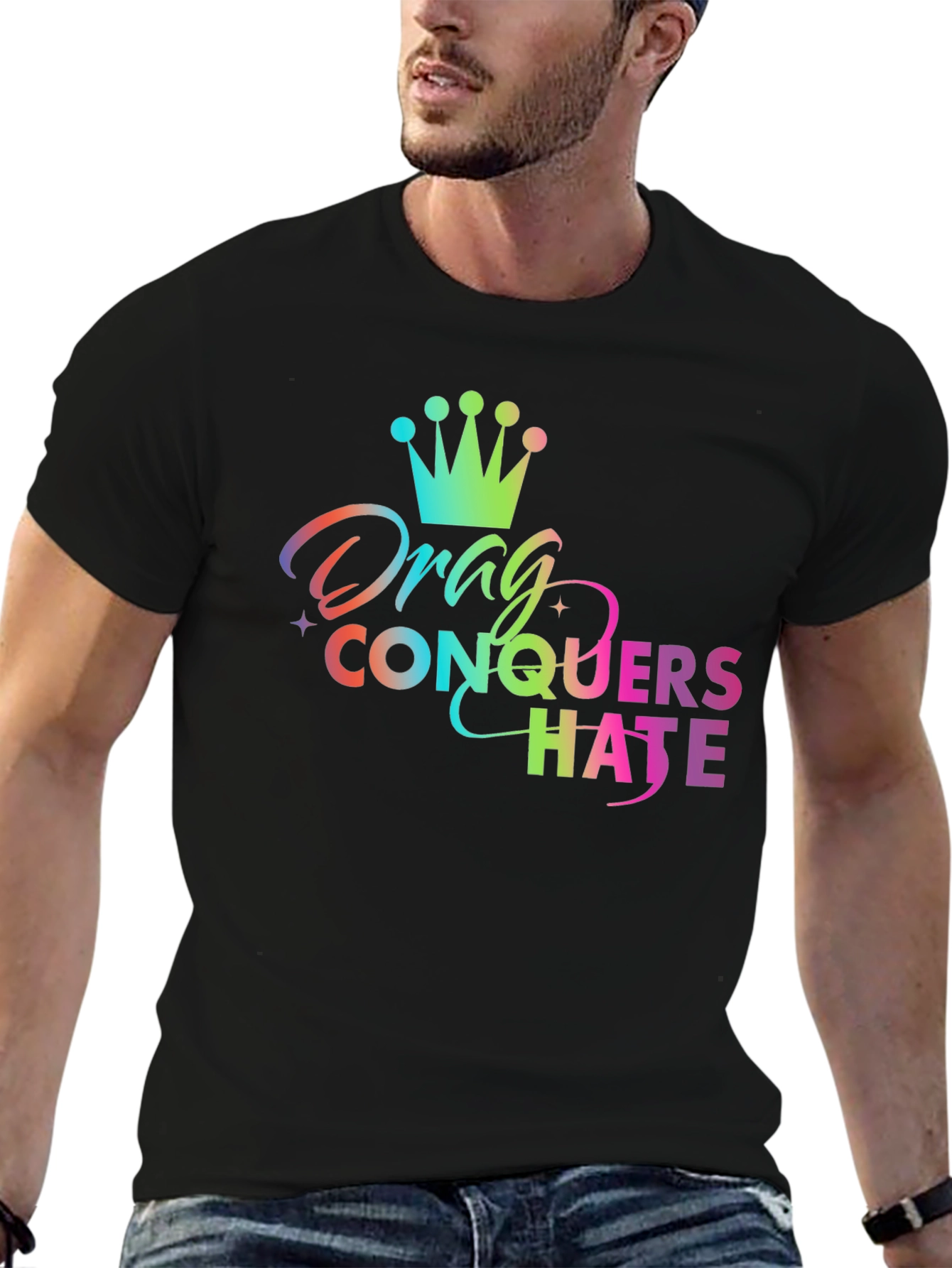 Drag Conquers Hate Rainbow Graphic Tee