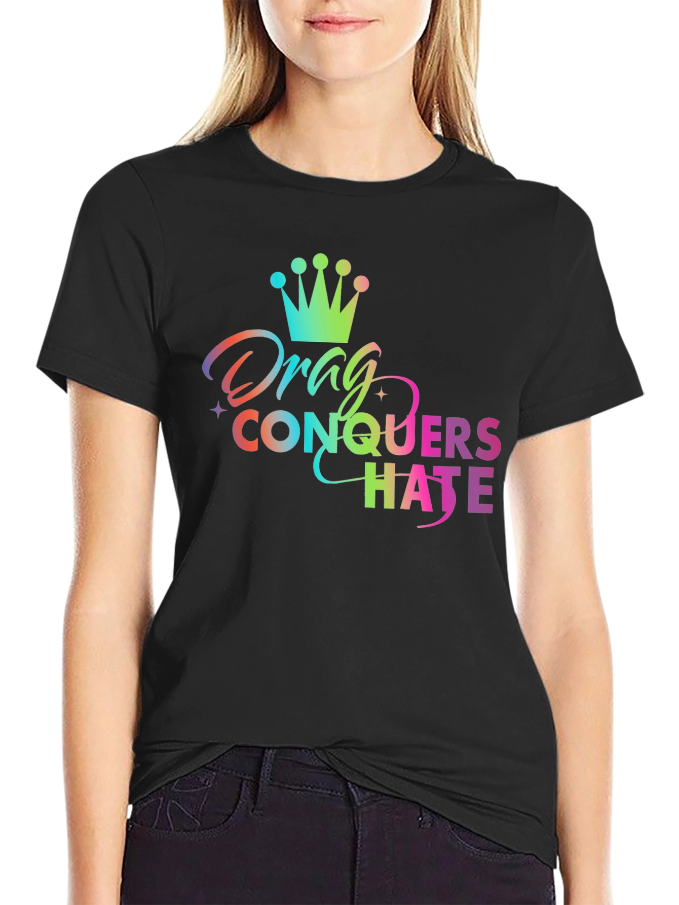 Drag Conquers Hate Rainbow Graphic Tee
