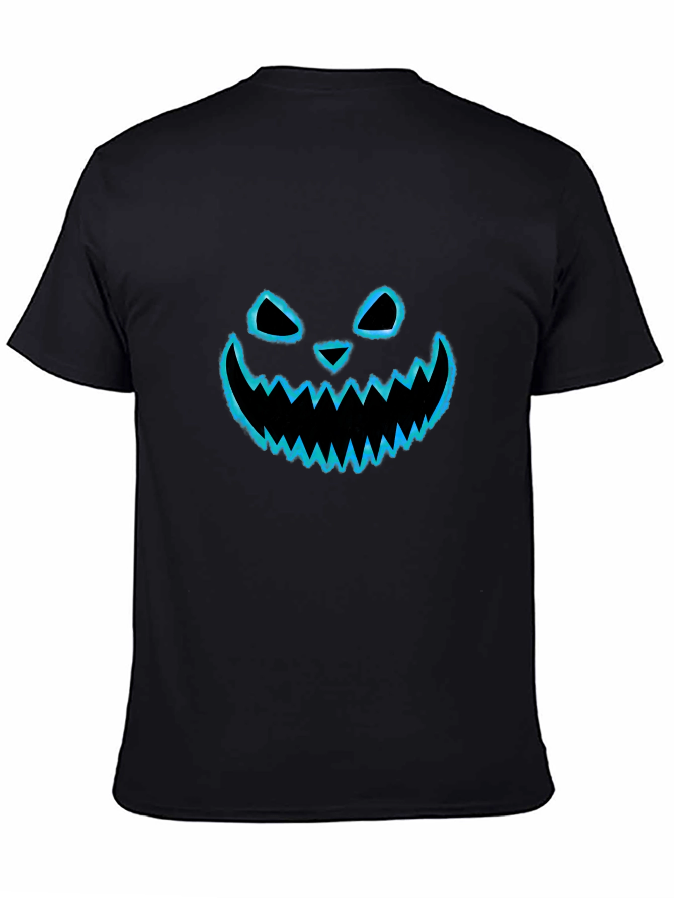 Halloween Pumpkin Face Graphic Tee - Black Cotton T-Shirt