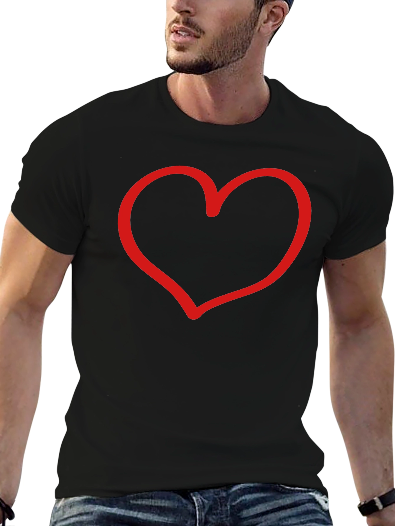 Heart Graphic Black T-Shirt - Stylish Casual Wear