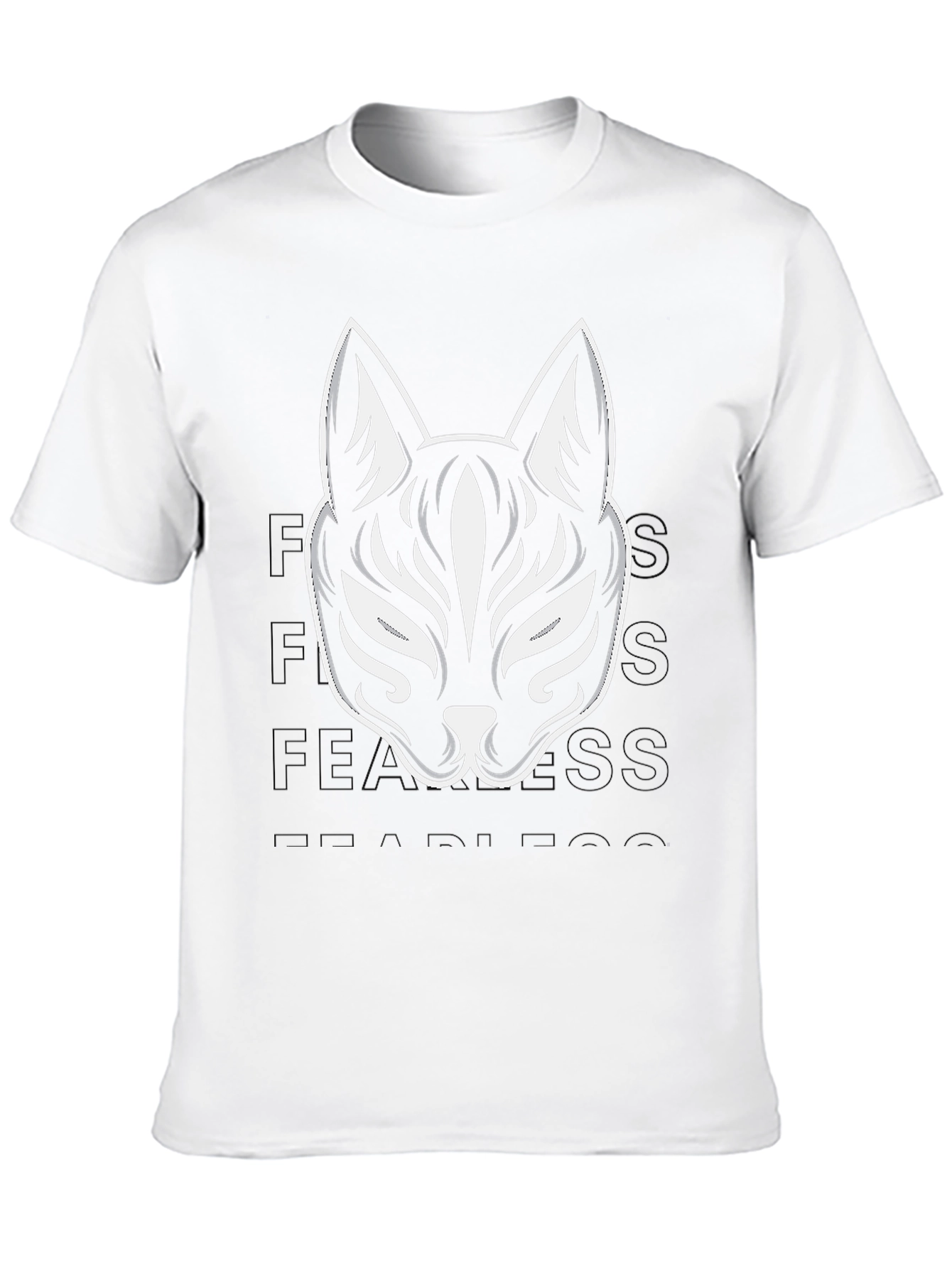 Black T-Shirt with Kitsune Mask Design