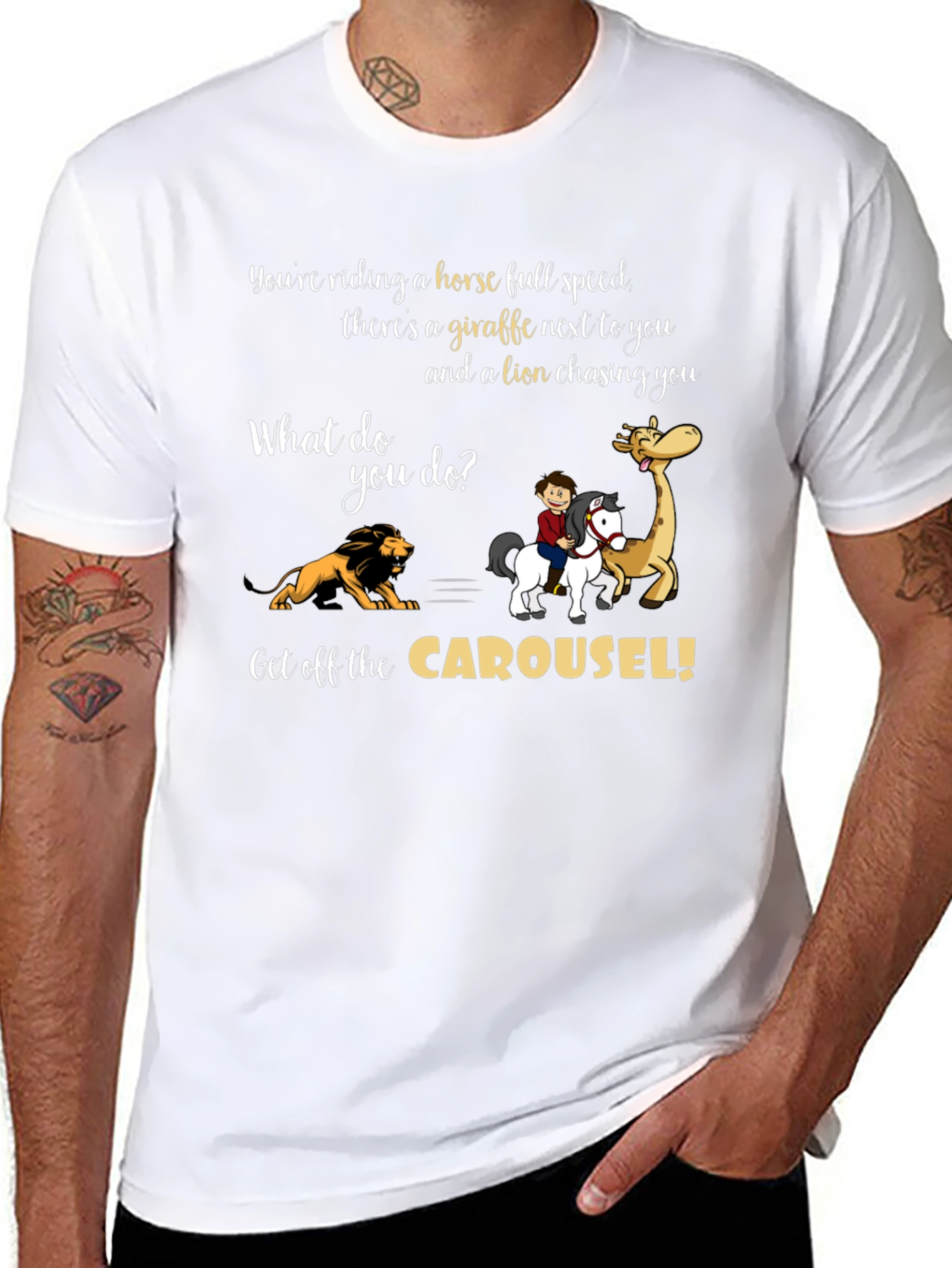 Carousel Horse Giraffe Lion T-Shirt